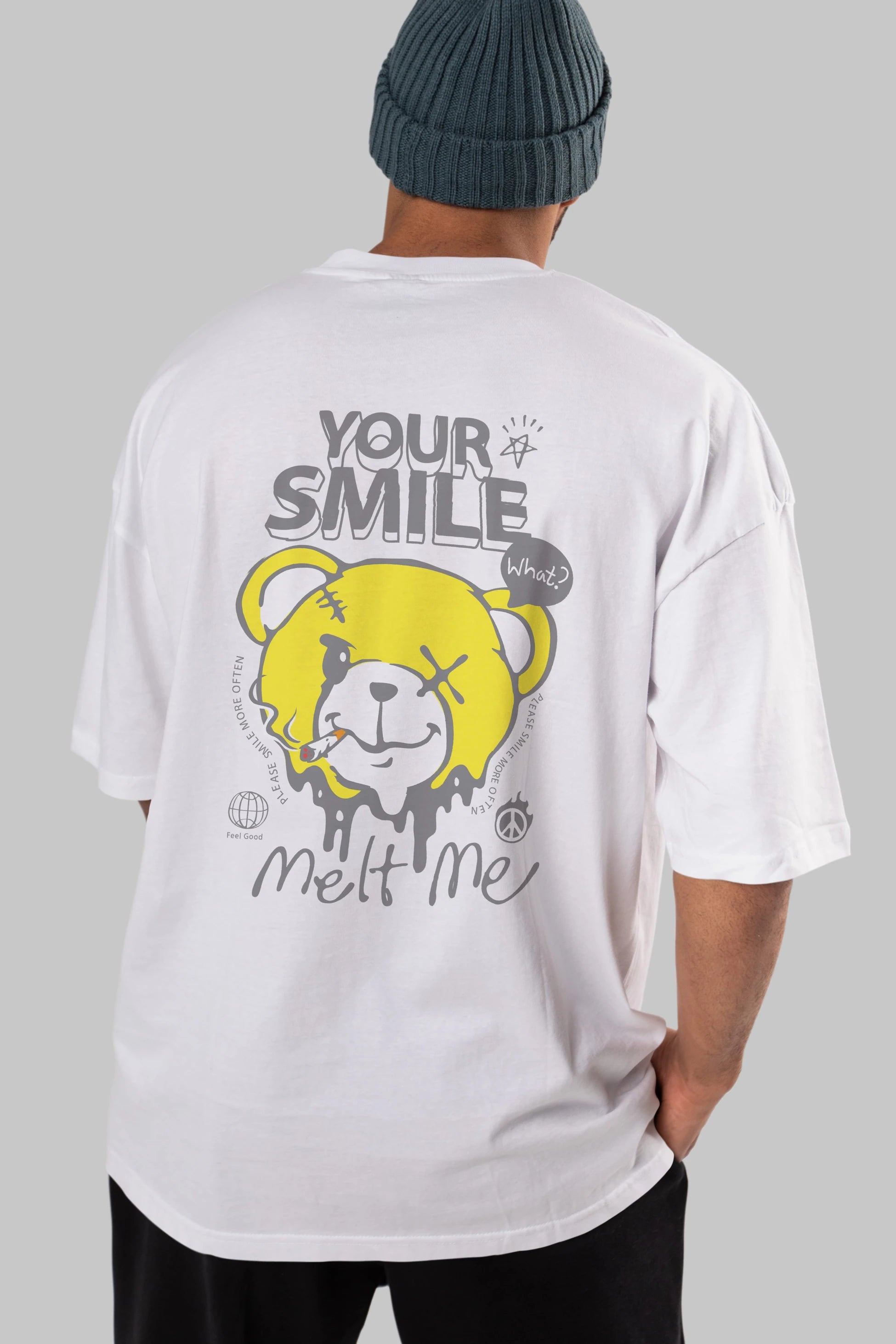 Your Smile Bear Arka Baskılı Oversize t-shirt Erkek Kadın Unisex