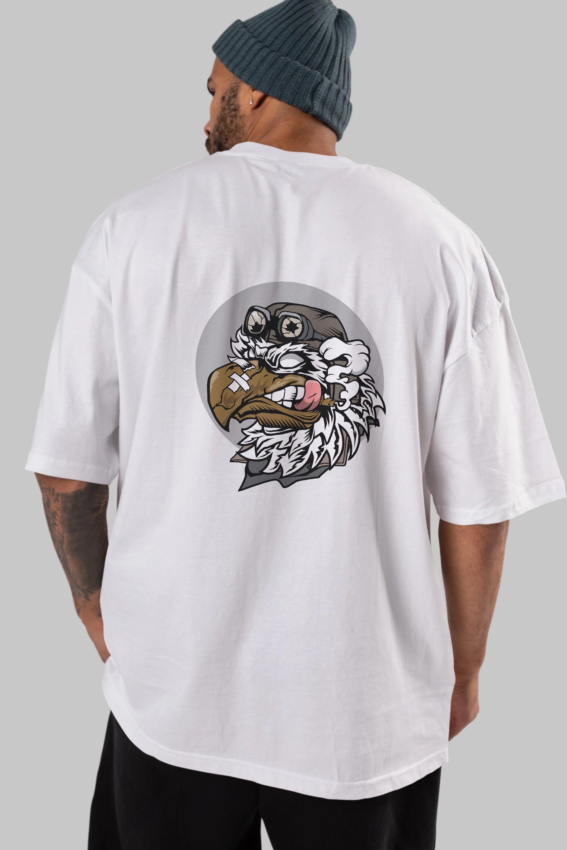 Bird Pilot Arka Baskılı Oversize t-shirt Erkek Kadın Unisex %100 Pamuk tişort