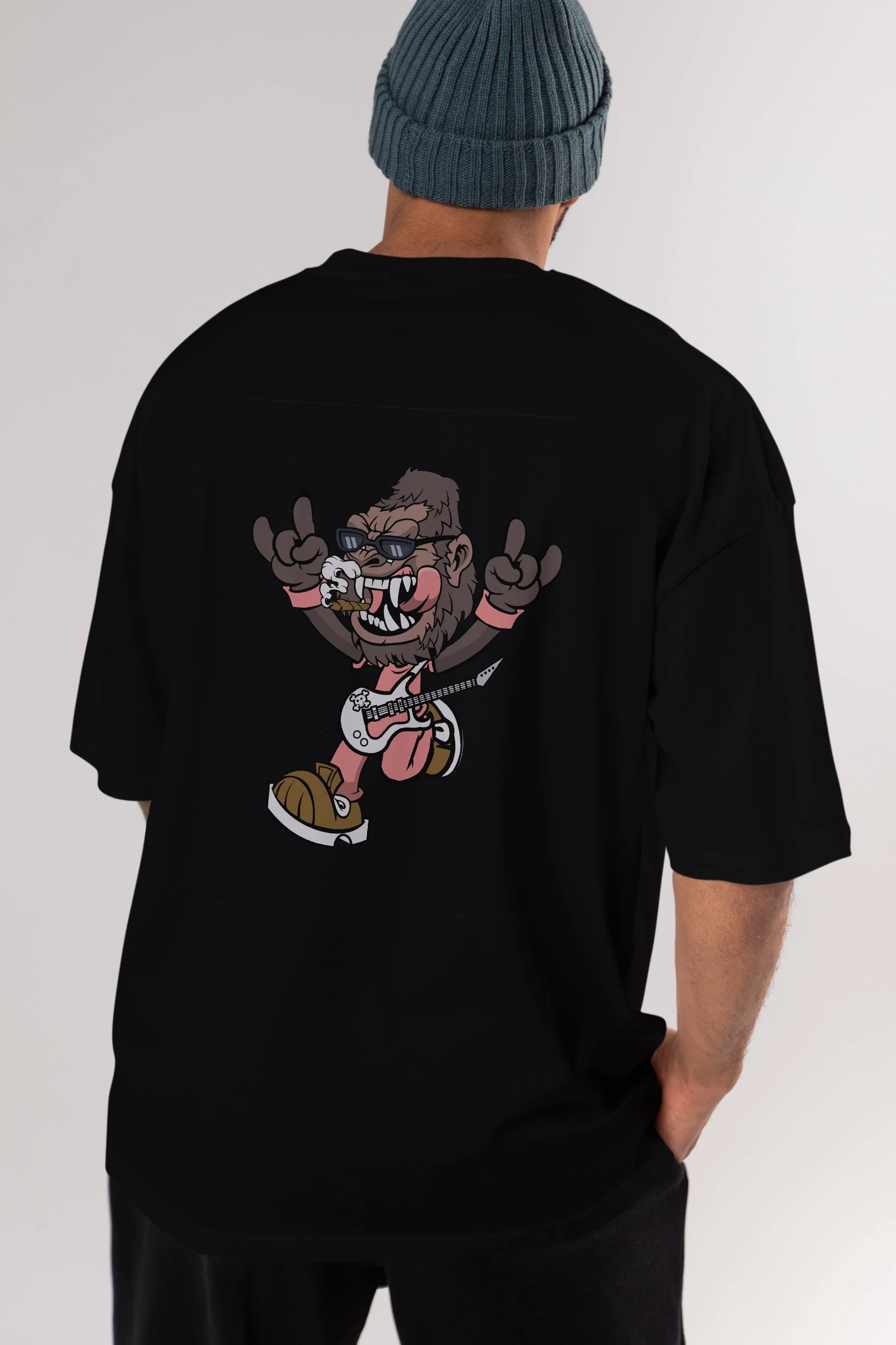 Gorilla Metal Arka Baskılı Oversize t-shirt Erkek Kadın Unisex %100 Pamuk tişort