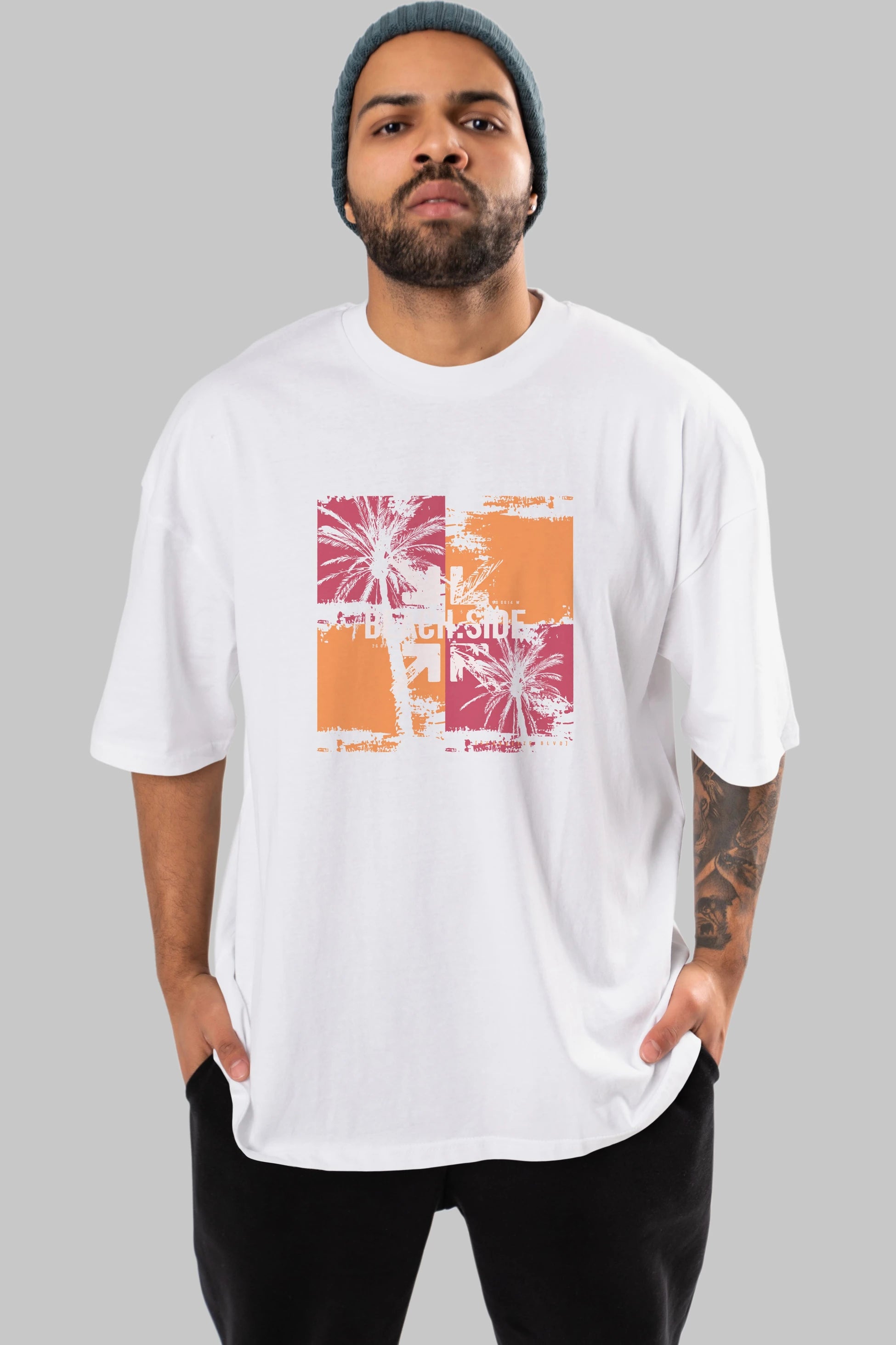 Beach Side Ön Baskılı Oversize t-shirt Erkek Kadın Unisex