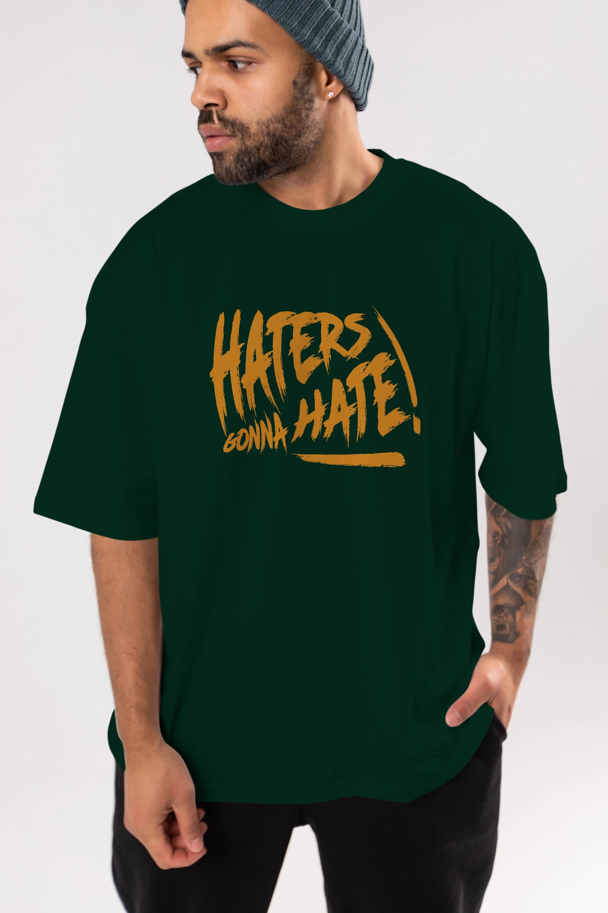 Hater Gonna Hate Ön Baskılı Oversize t-shirt Erkek Kadın Unisex