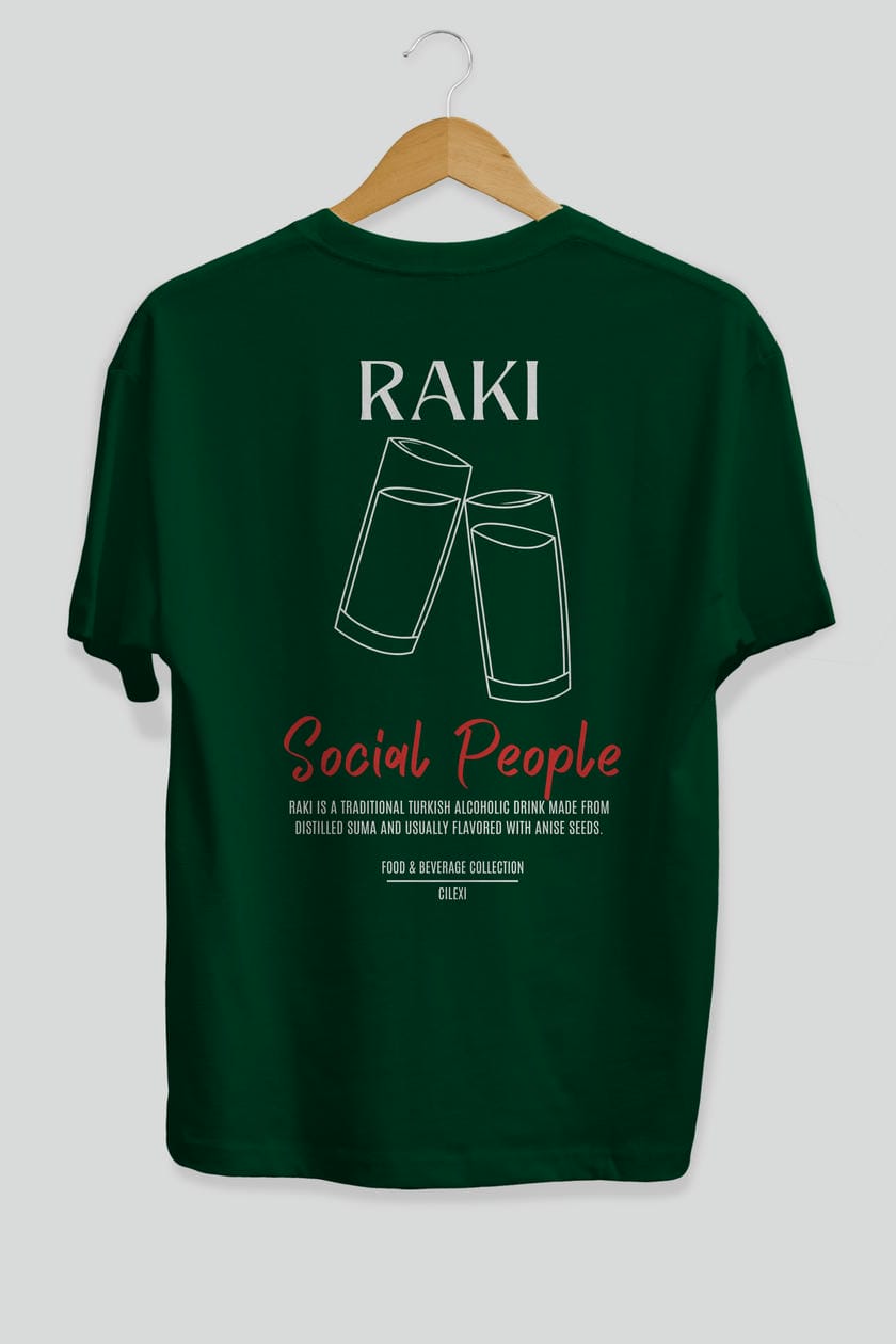 Rakı Kokteyl Serisi Baskılı Oversize t-shirt Erkek Kadın Unisex %100 Pamuk Bisiklet Yaka tişort