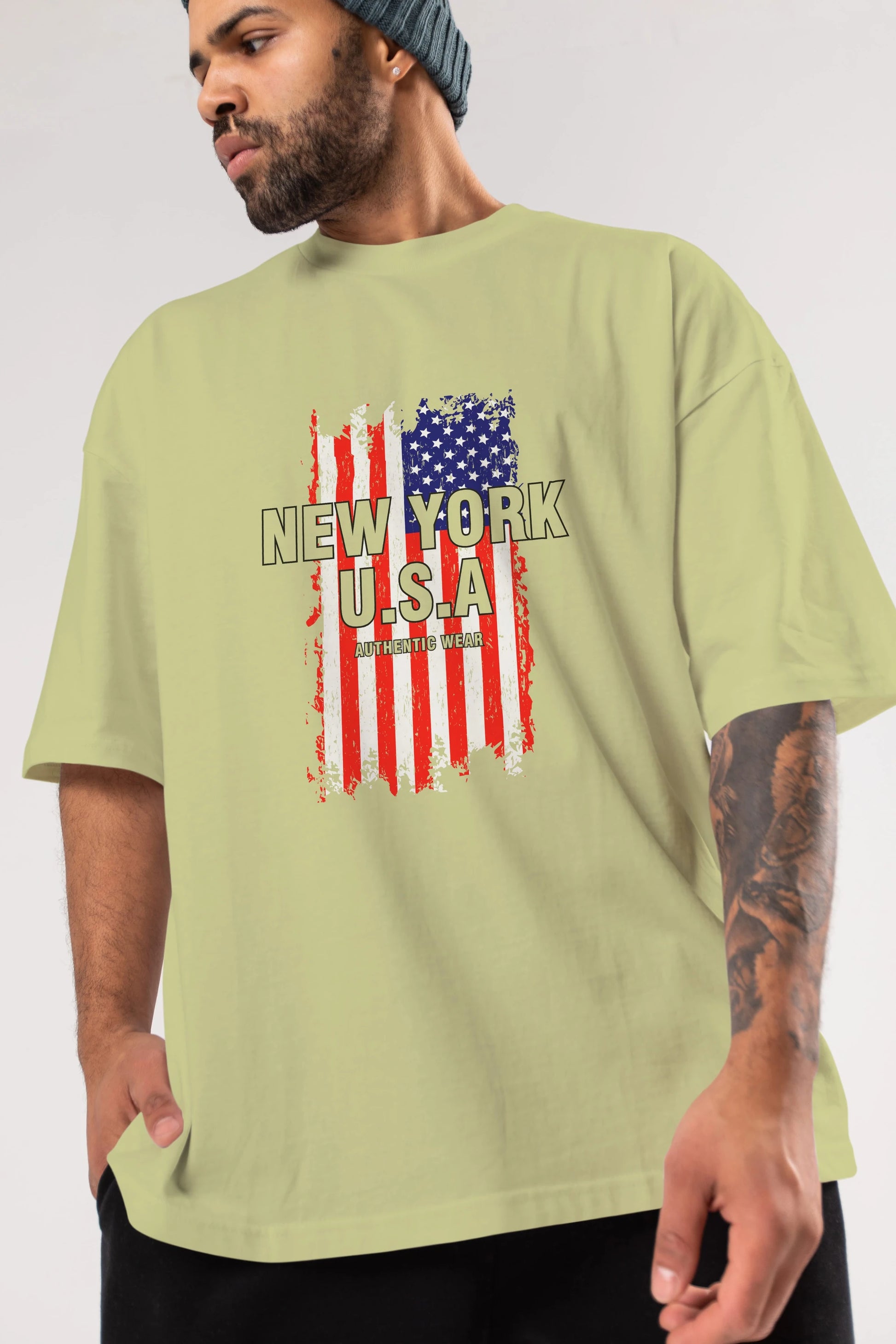 New York Usa Ön Baskılı Oversize t-shirt Erkek Kadın Unisex