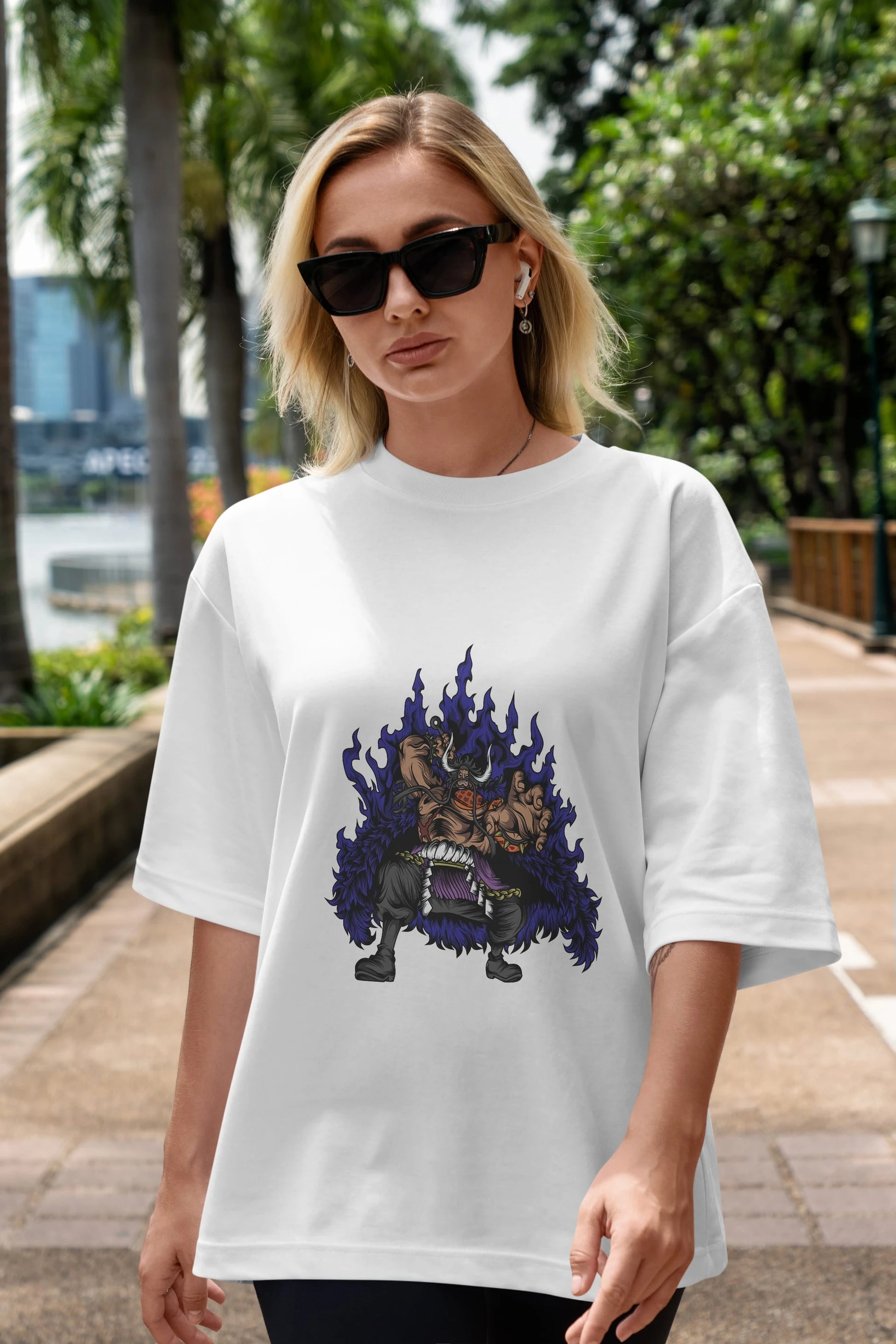 Kaido Anime Ön Baskılı Oversize t-shirt %100 pamuk Erkek Kadın Unisex