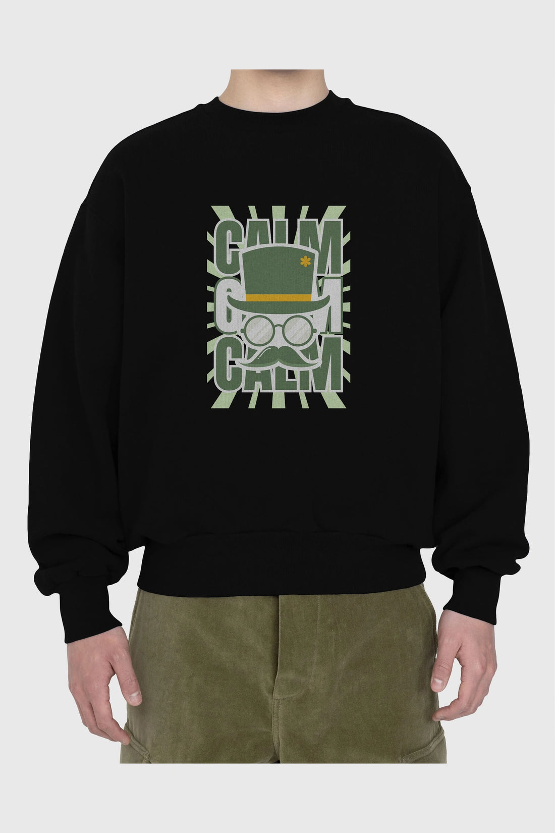 Calm Yazılı Ön Baskılı Oversize Sweatshirt Erkek Kadın Unisex