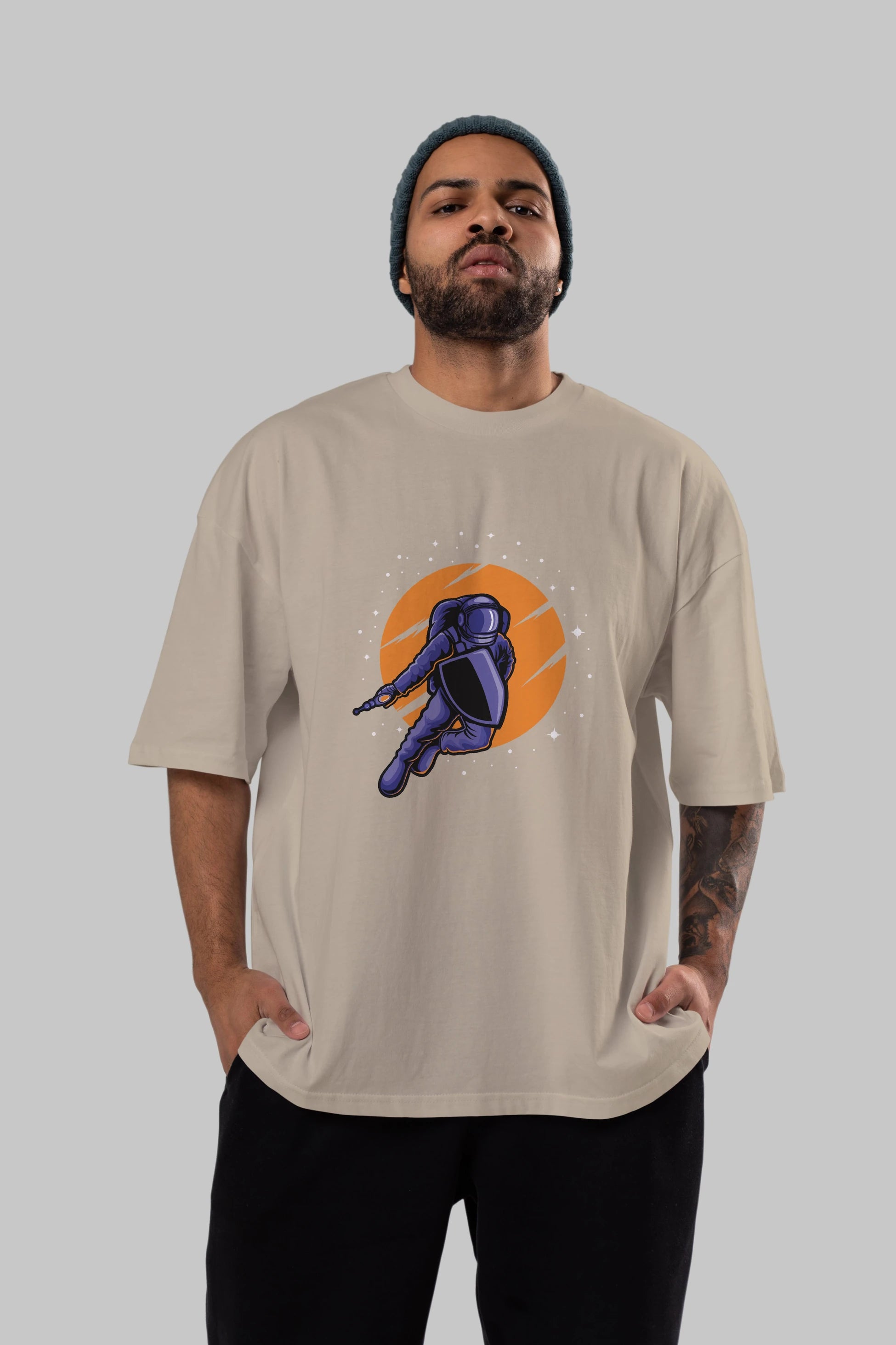 Astro Wars Ön Baskılı Oversize t-shirt Erkek Kadın Unisex