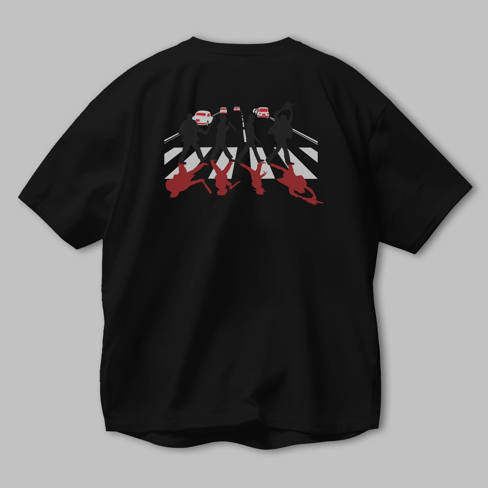 Abbey Road Killer Red Arka Baskılı Oversize t-shirt %100 pamuk Erkek Kadın Unisex