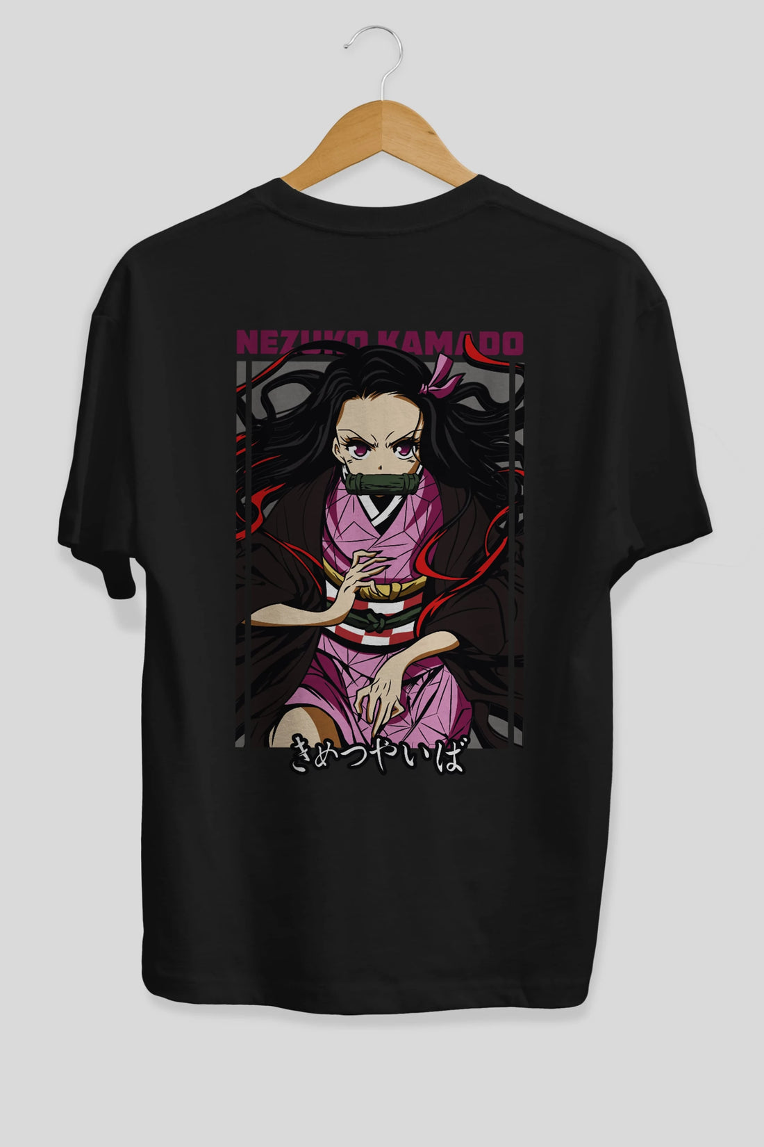 Nezuko Kamado 1 Anime Arka Baskılı Oversize t-shirt Erkek Kadın Unisex
