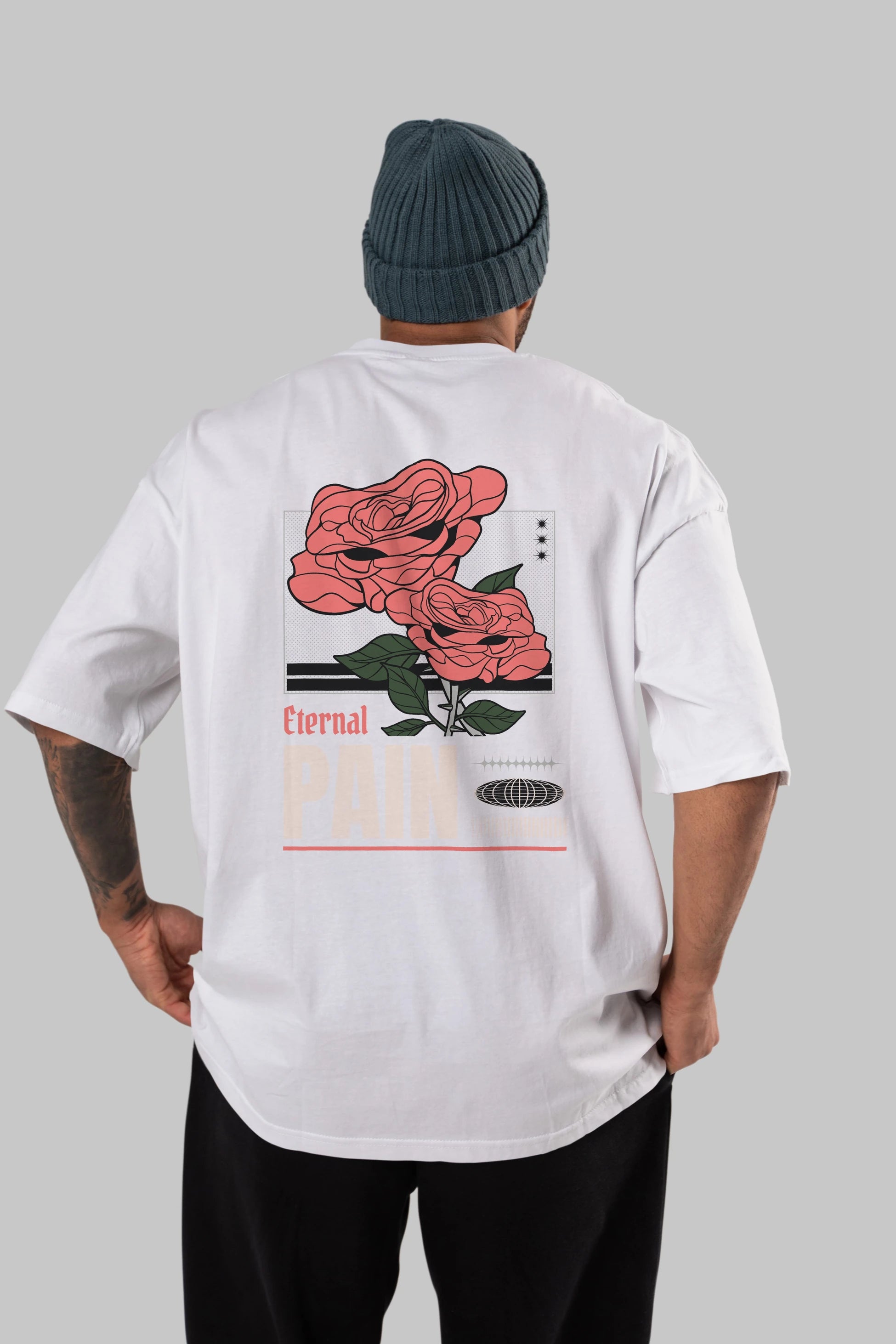 Eternal Pain Arka Baskılı Oversize t-shirt Erkek Kadın Unisex