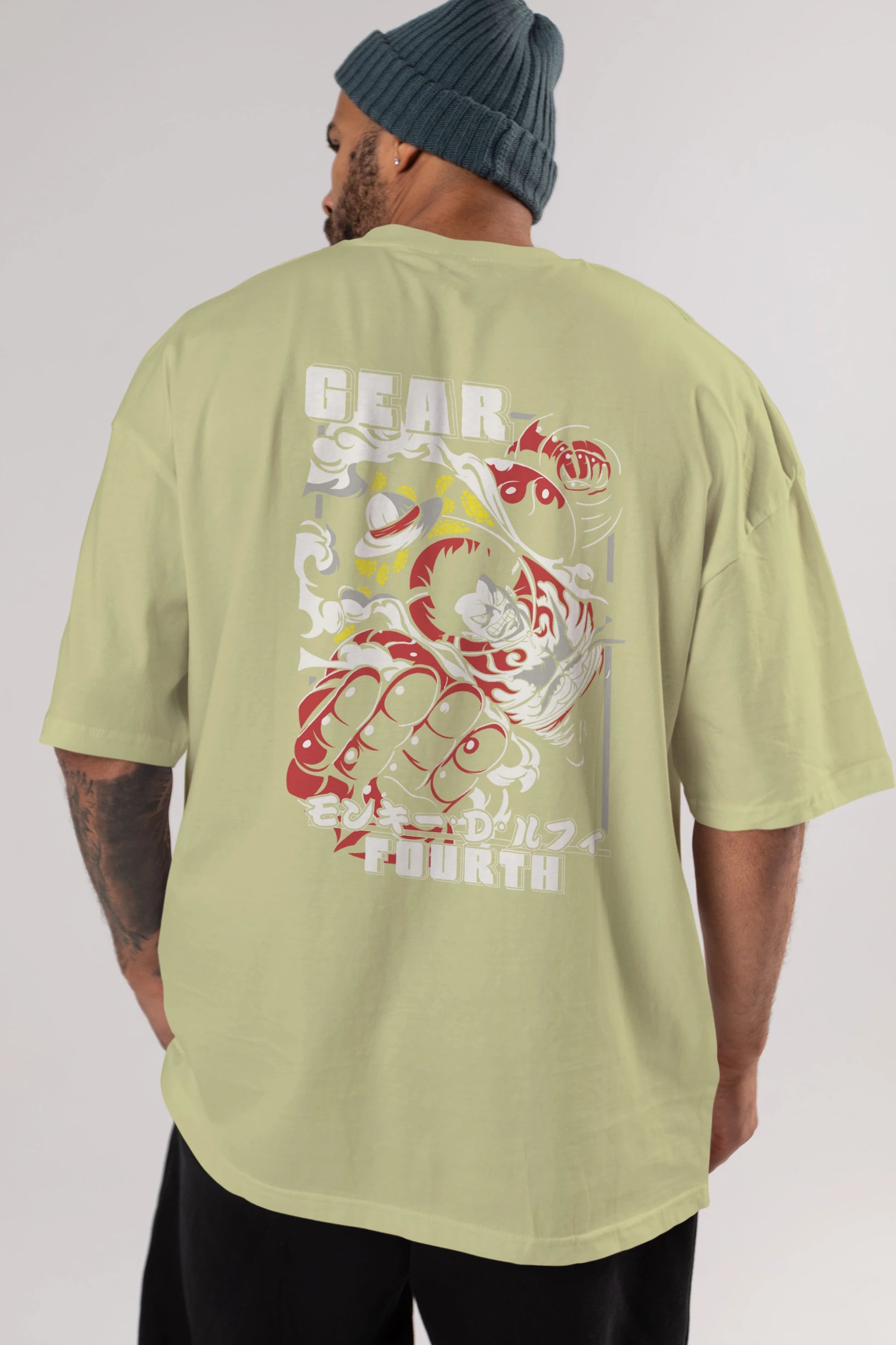 LUFFY gear fourth Anime Arka Baskılı Oversize t-shirt Erkek Kadın Unisex