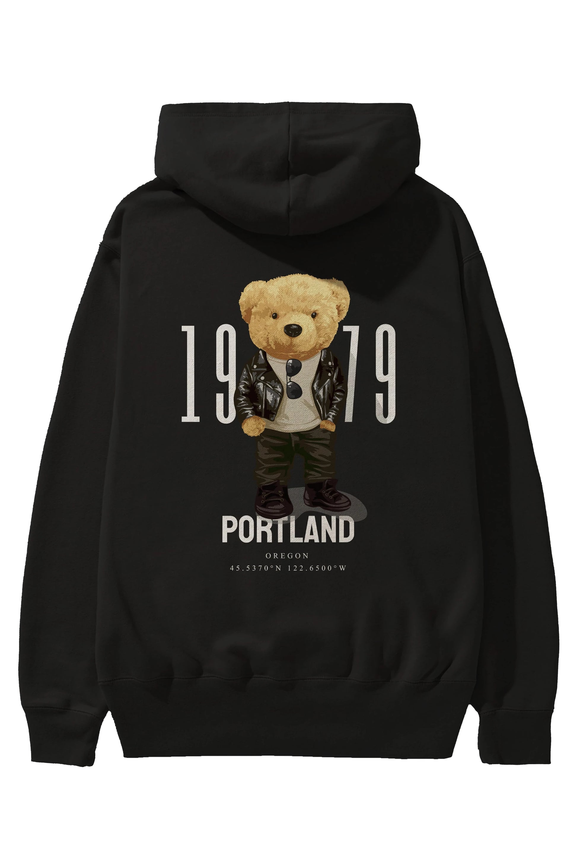 Teddy Bear Portland Arka Baskılı Hoodie Oversize Kapüşonlu Sweatshirt Erkek Kadın Unisex