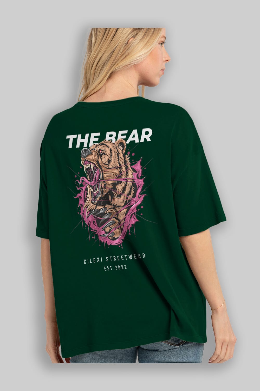 The Bear Arka Baskılı Oversize t-shirt Erkek Kadın Unisex