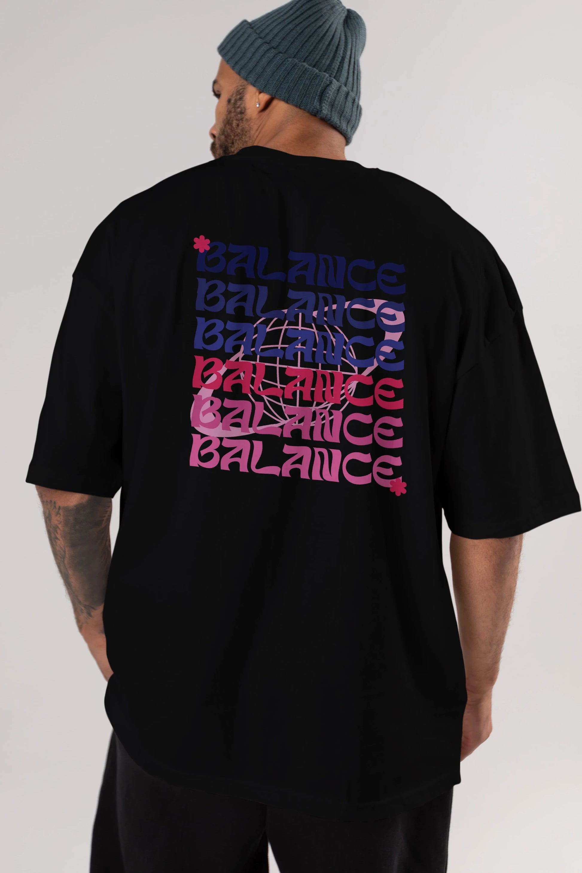 Balance Yazılı Arka Baskılı Oversize t-shirt Erkek Kadın Unisex