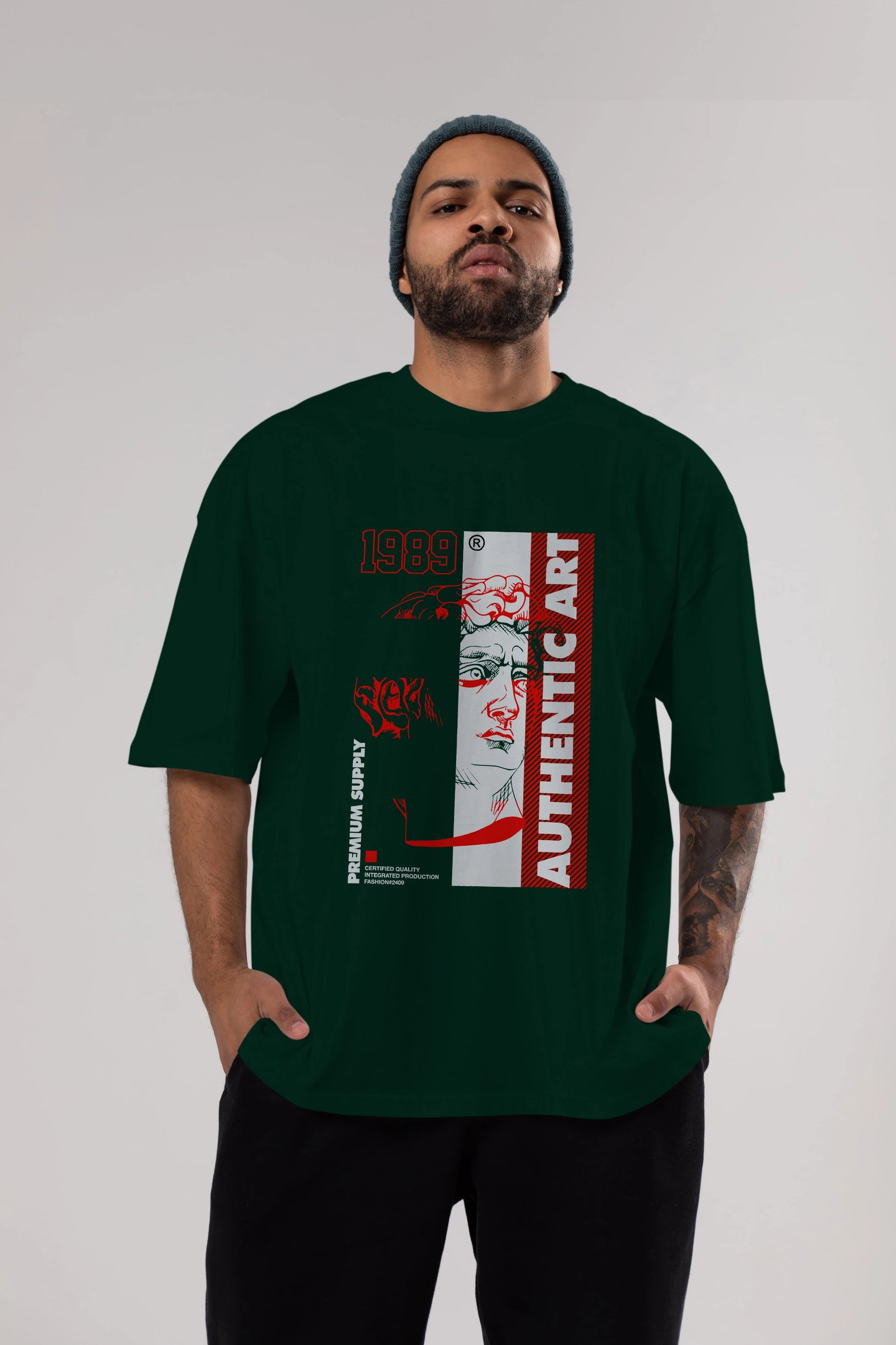 Authentic Art Ön Baskılı Oversize t-shirt Erkek Kadın Unisex