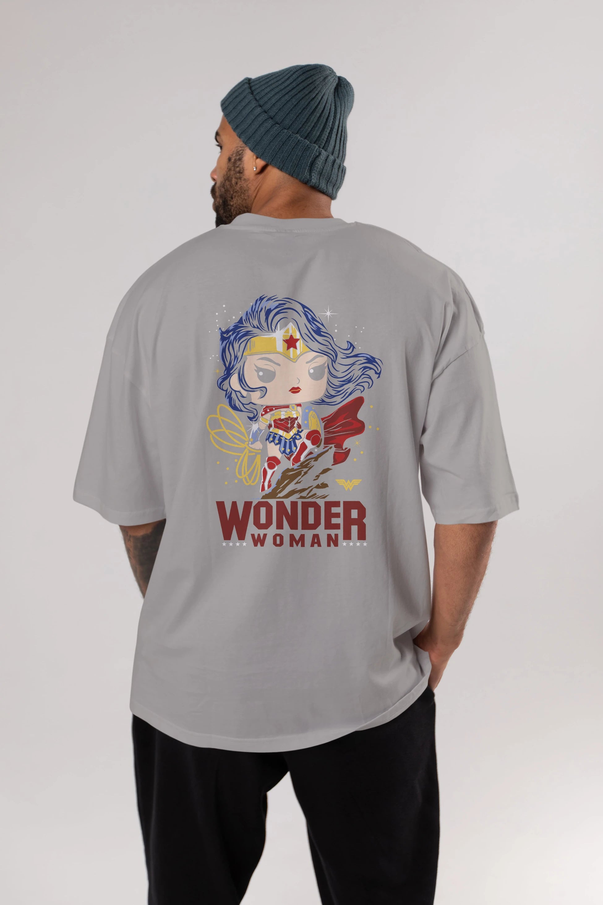 Wonder Woman (2) Arka Baskılı Oversize t-shirt Erkek Kadın Unisex %100 Pamuk Bisiklet Yaka tişort