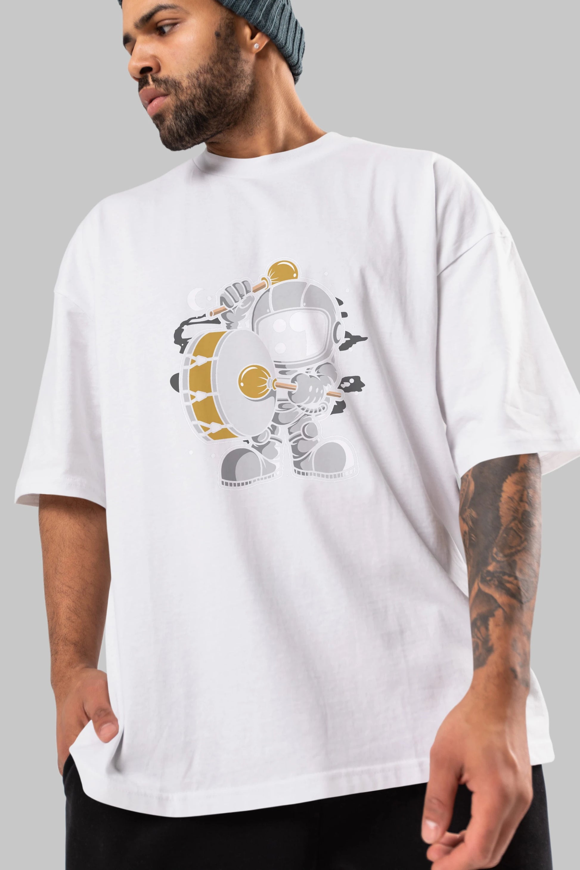 Astronaut Marching Band Ön Baskılı Oversize t-shirt Erkek Kadın Unisex