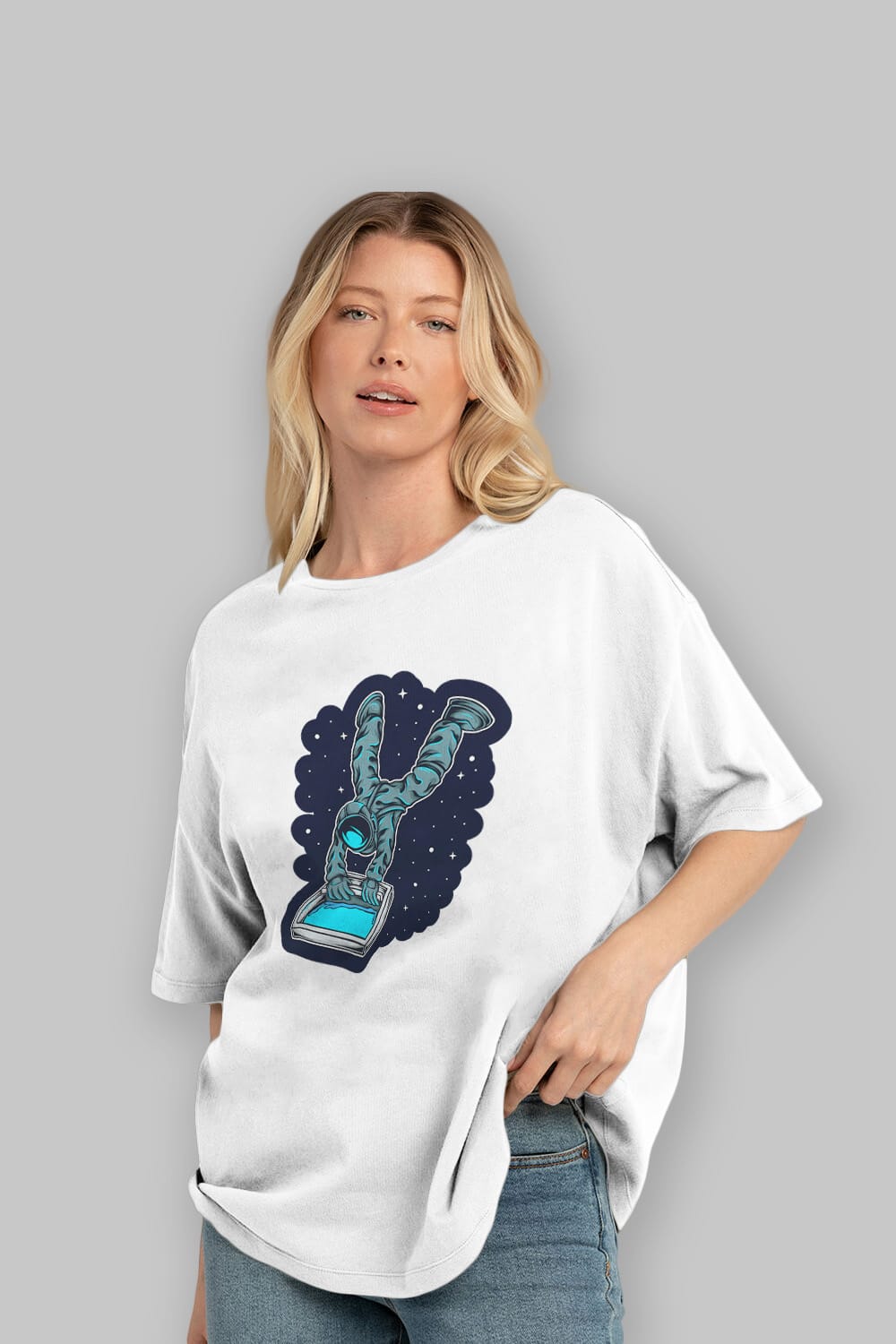 Astroscreen Sticker Ön Baskılı Oversize t-shirt Erkek Kadın Unisex