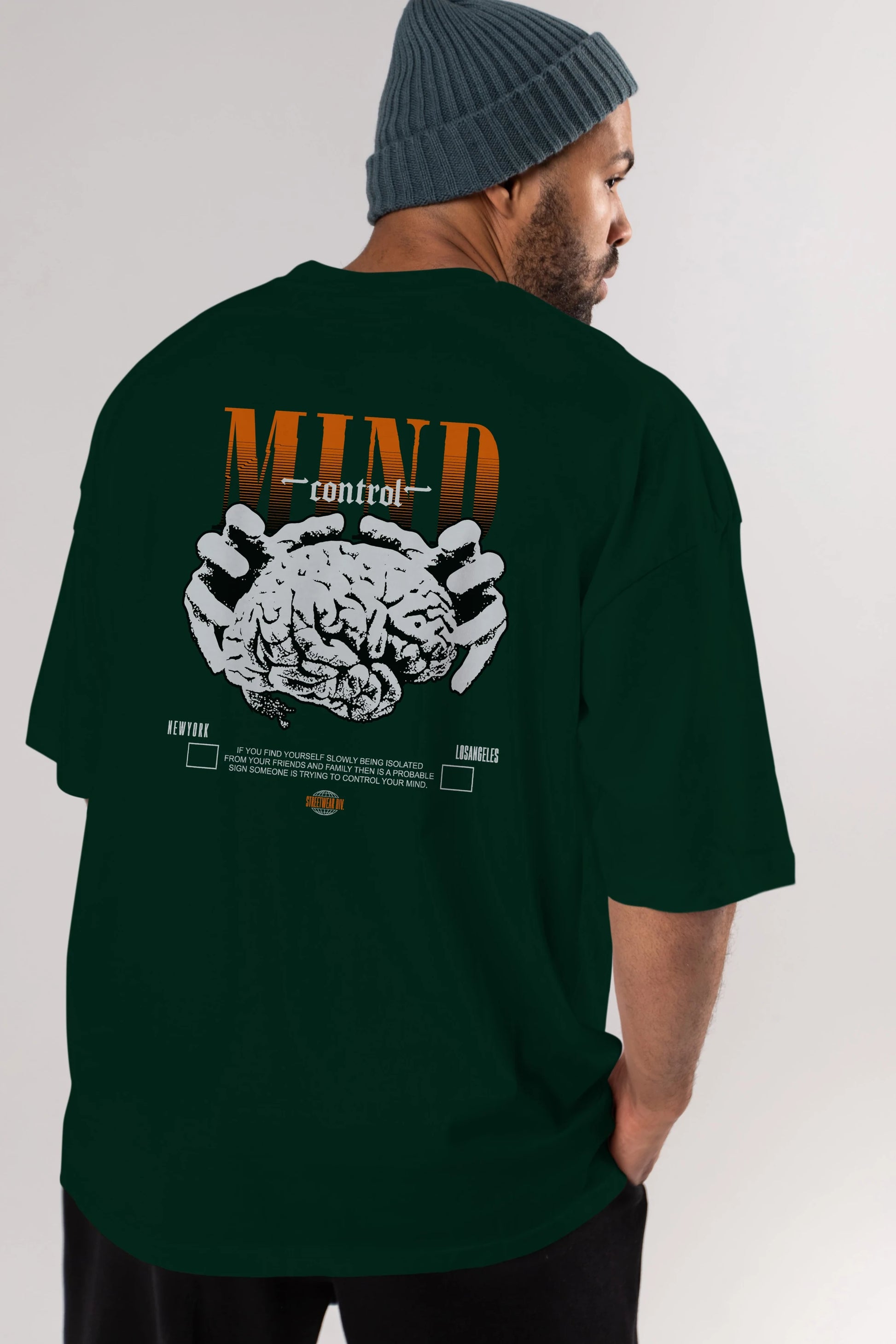 Mind Control Arka Baskılı Oversize t-shirt Erkek Kadın Unisex