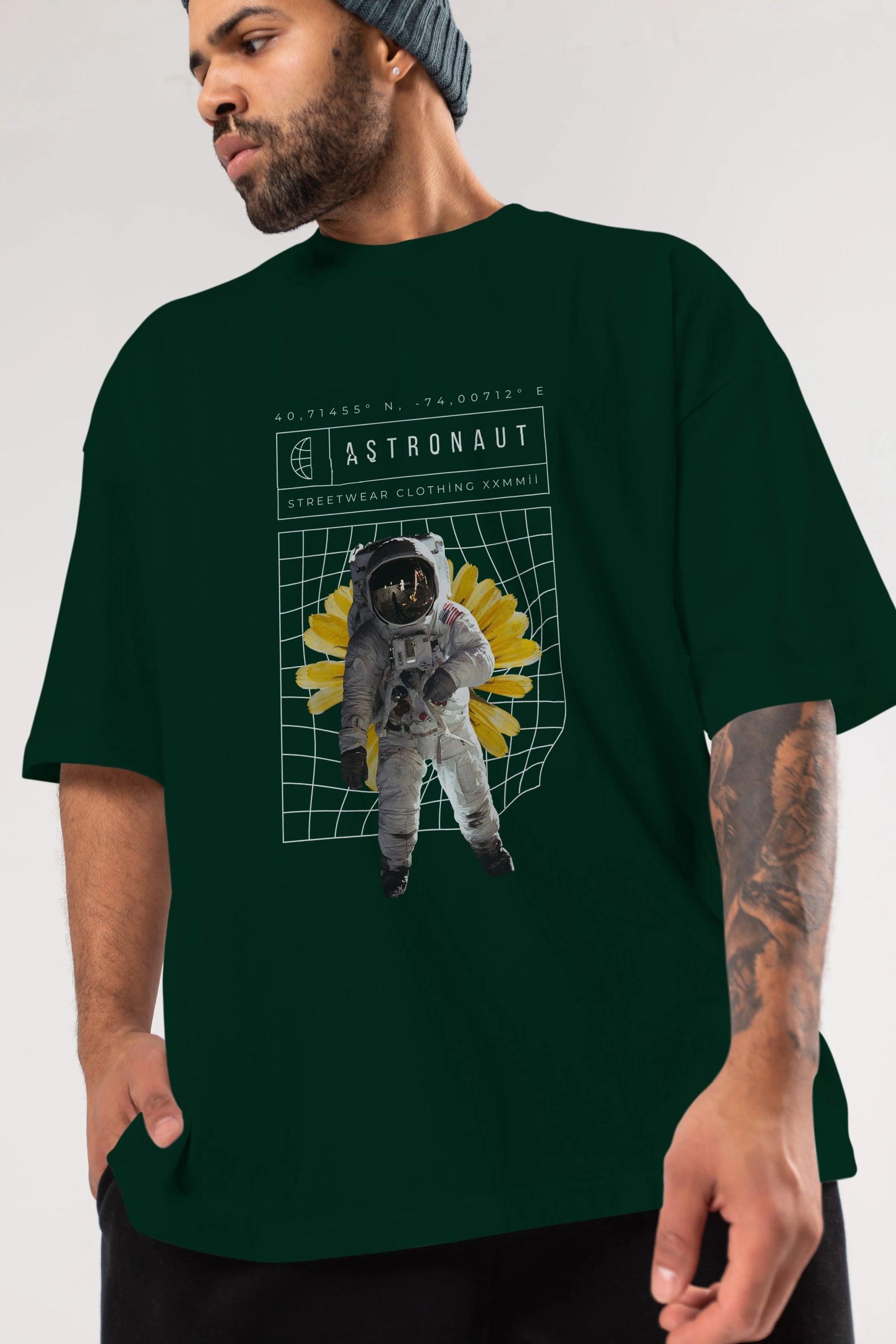 Astronaut Streetwear Ön Baskılı Oversize t-shirt Erkek Kadın Unisex