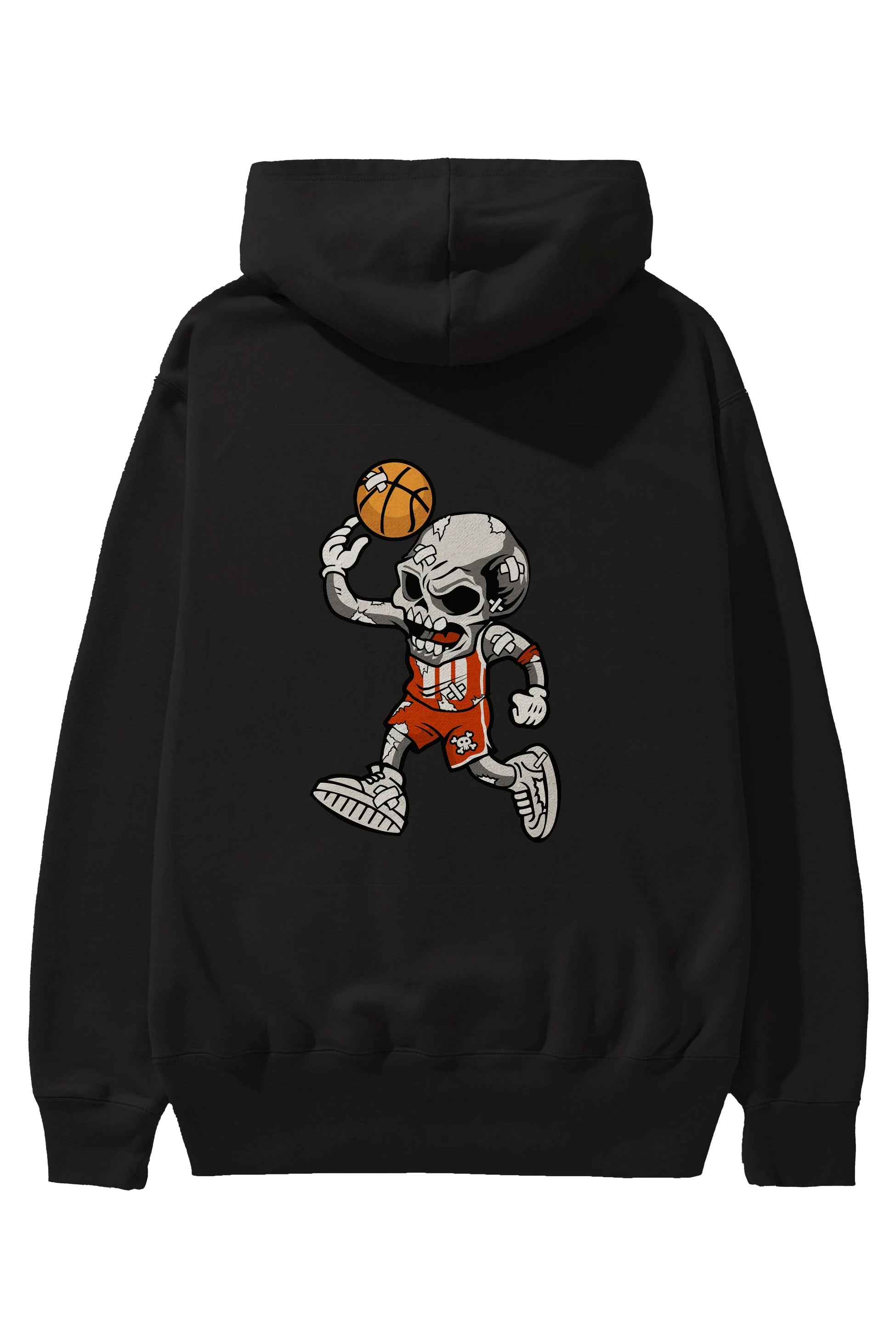 Skull Basketball Arka Baskılı Hoodie Oversize Kapüşonlu Sweatshirt Erkek Kadın Unisex