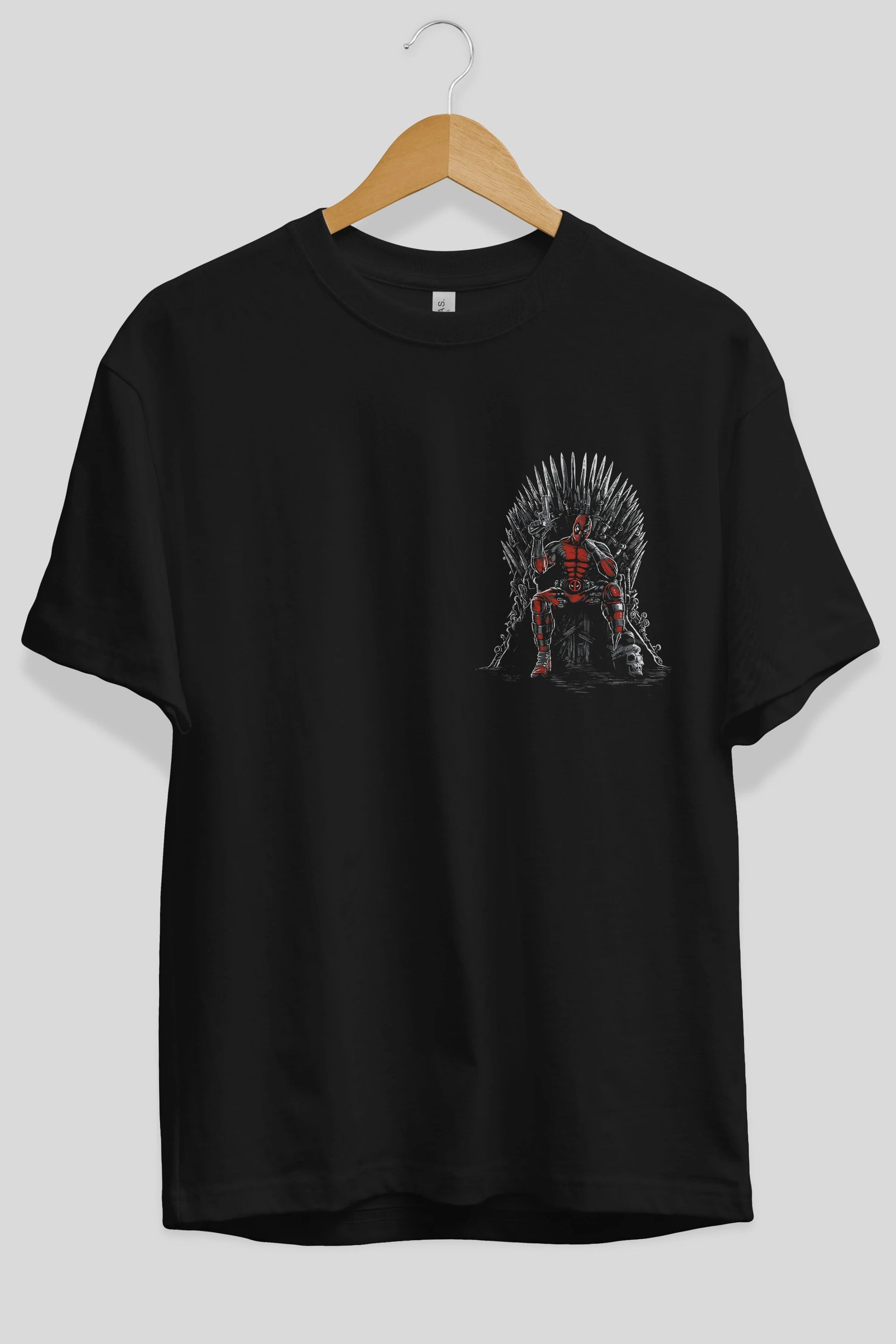 Deadpool (6) Ön Sol Baskılı Oversize t-shirt Erkek Kadın Unisex %100 Pamuk Bisiklet Yaka tişort
