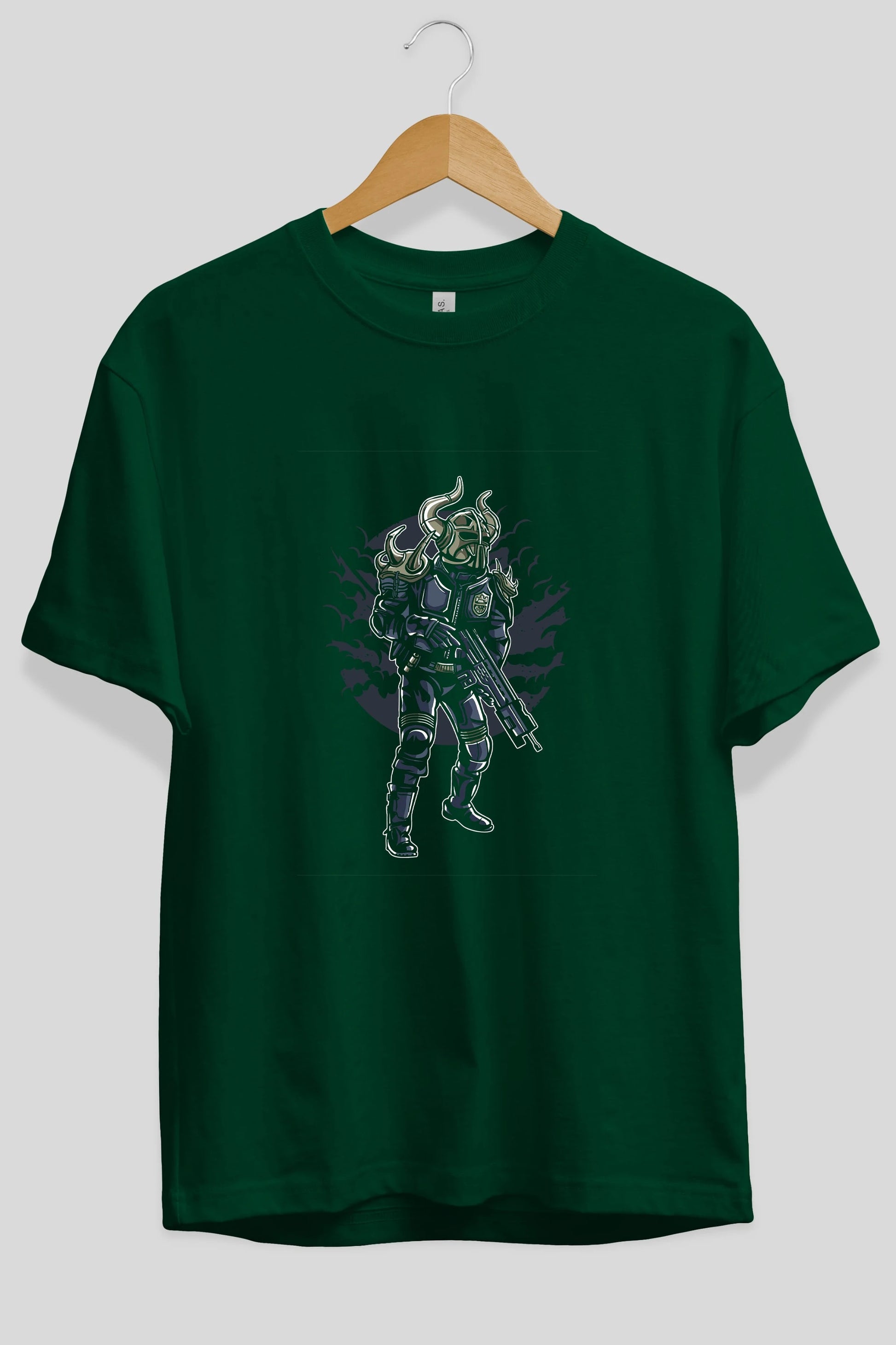 Viking Soldier Ön Baskılı Oversize t-shirt Erkek Kadın Unisex %100 Pamuk tişort