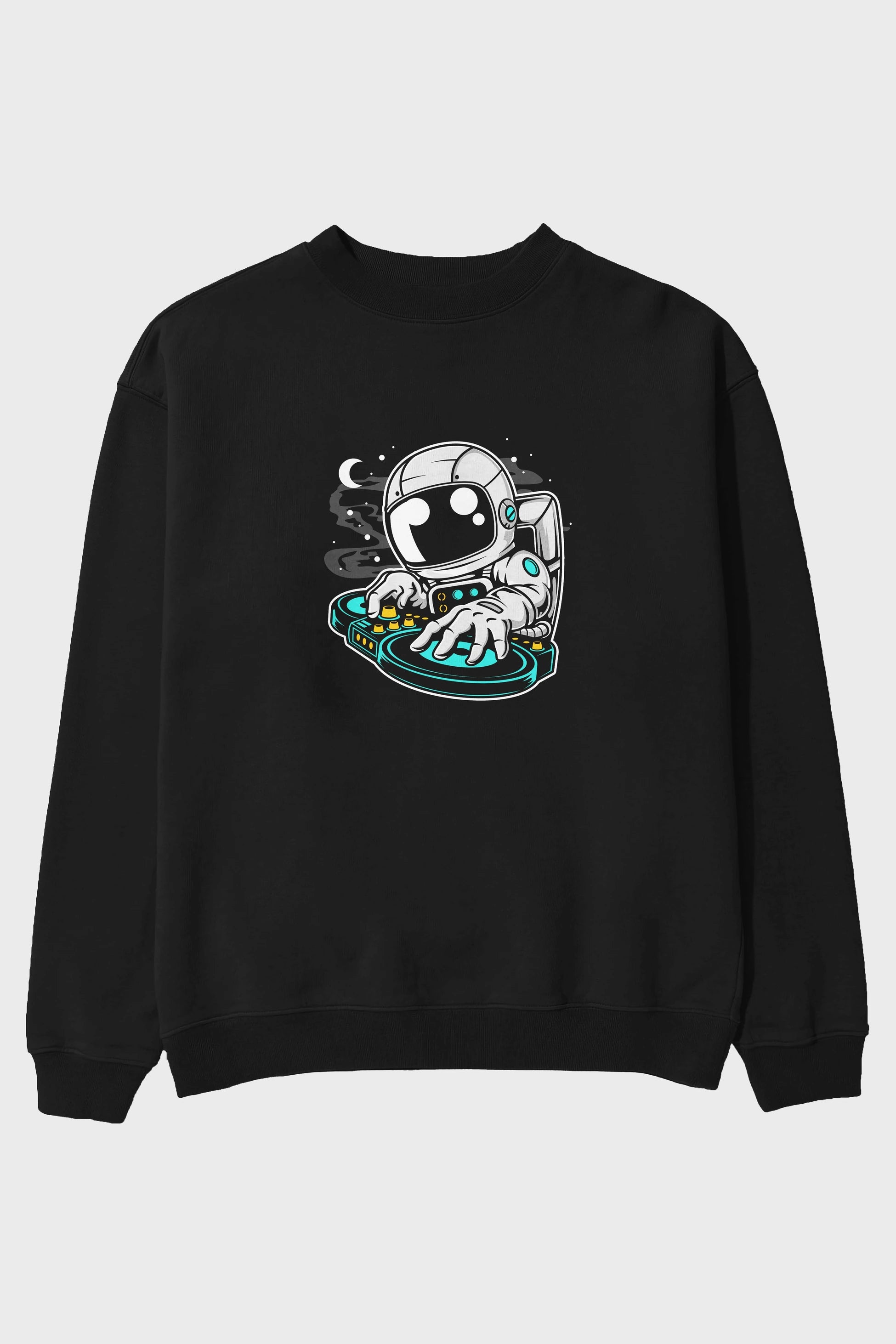 Astronaut DJ Ön Baskılı Oversize Sweatshirt Erkek Kadın Unisex
