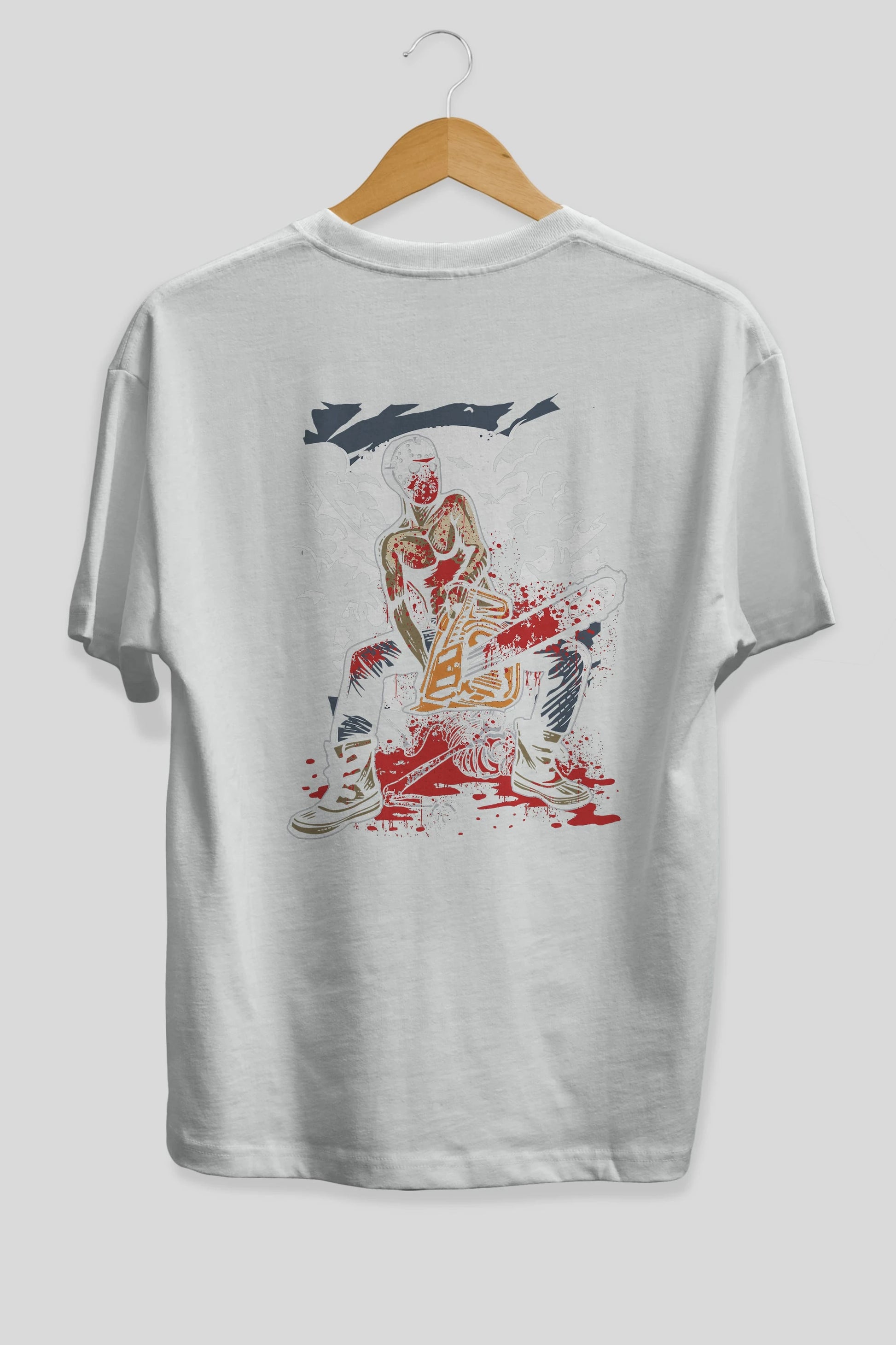 Chainsaw Killer Arka Baskılı Oversize t-shirt Erkek Kadın Unisex %100 Pamuk