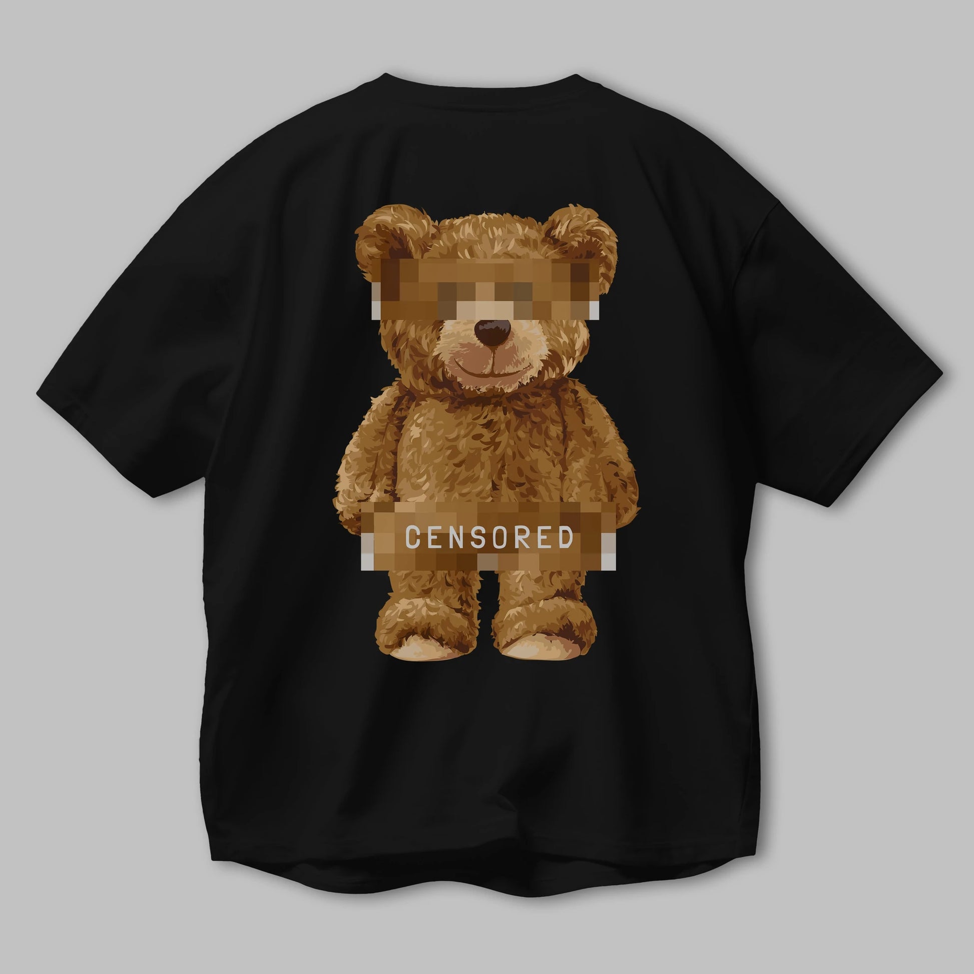 Teddy Bear Censored Arka Baskılı Oversize t-shirt Erkek Kadın Unisex %100 Pamuk
