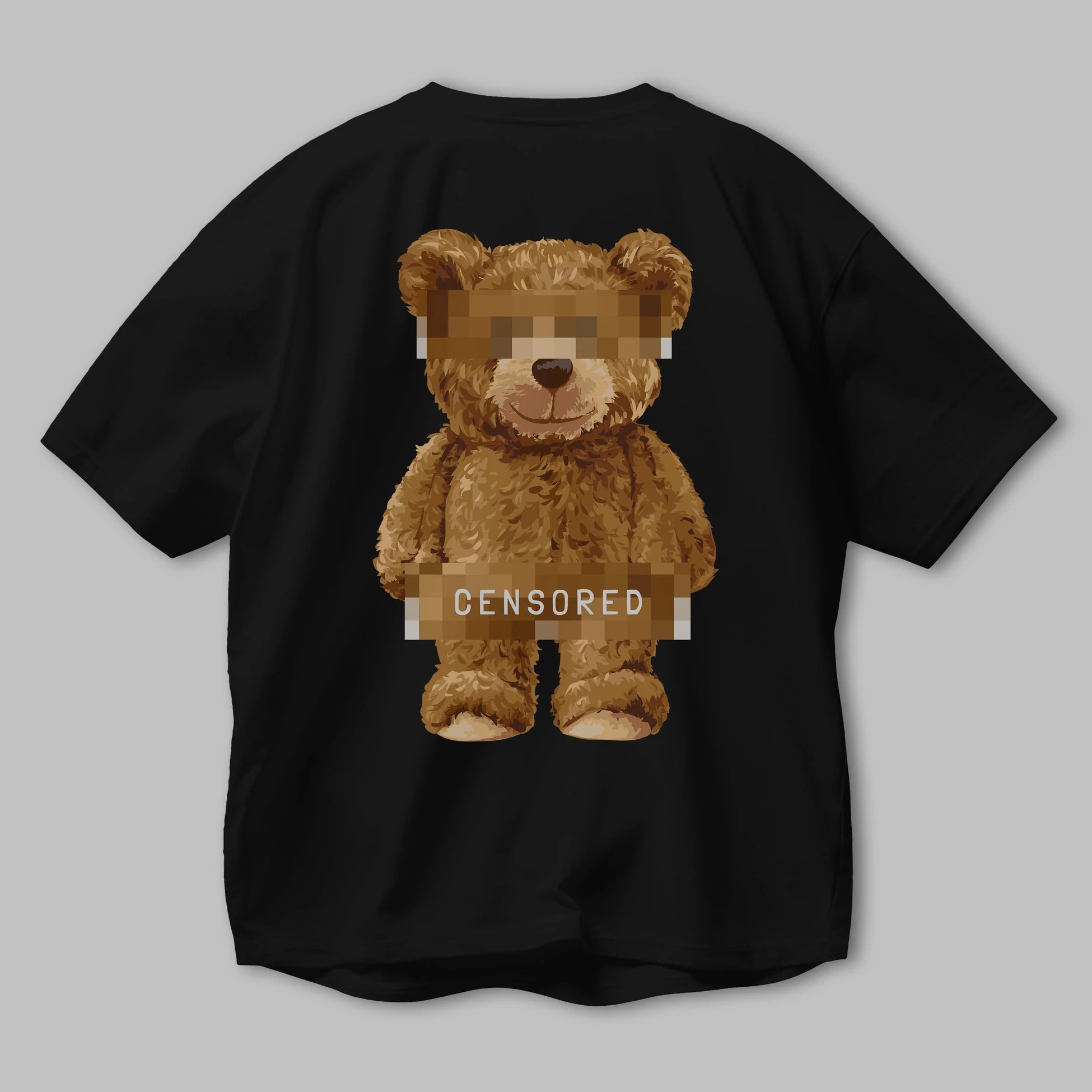 Teddy Bear Censored Arka Baskılı Oversize t-shirt Erkek Kadın Unisex %100 Pamuk
