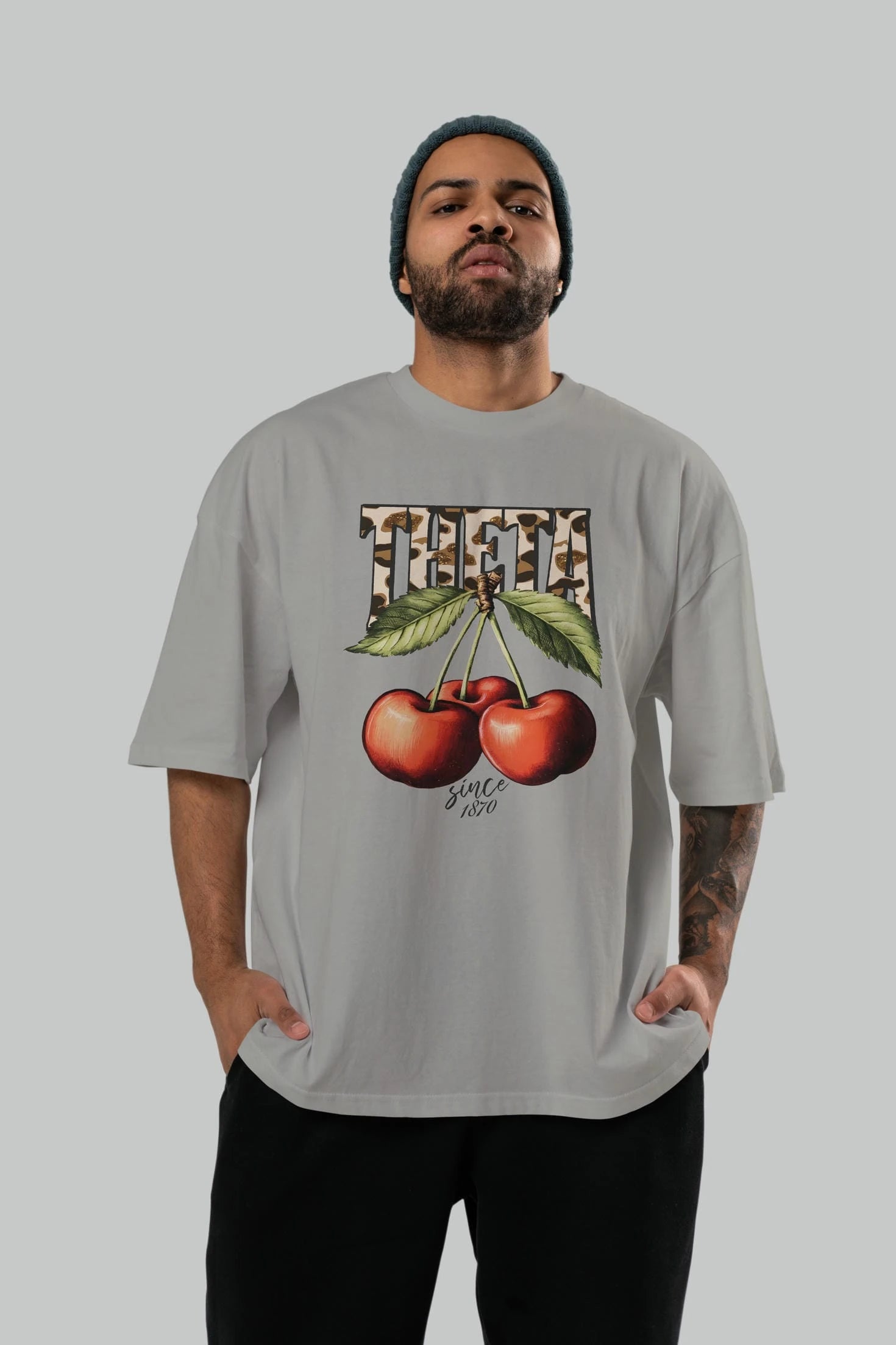 Cherry Cherries 9 Ön Baskılı Oversize t-shirt Erkek Kadın Pamuk Bisiklet Yaka tişort