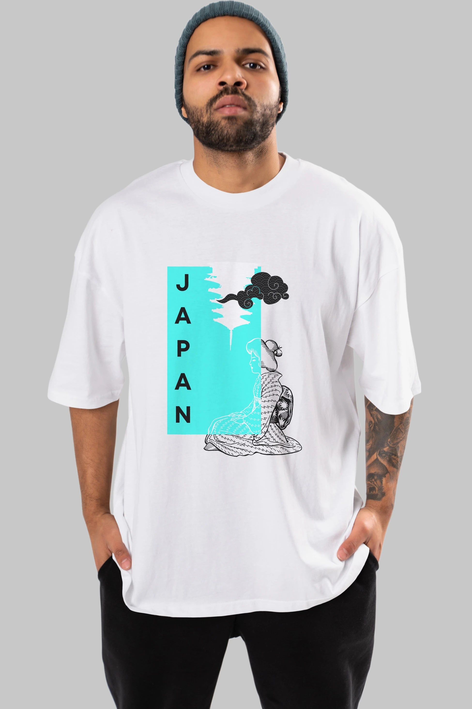 Japan Yazılı Streetwear Ön Baskılı Oversize t-shirt Erkek Kadın Unisex