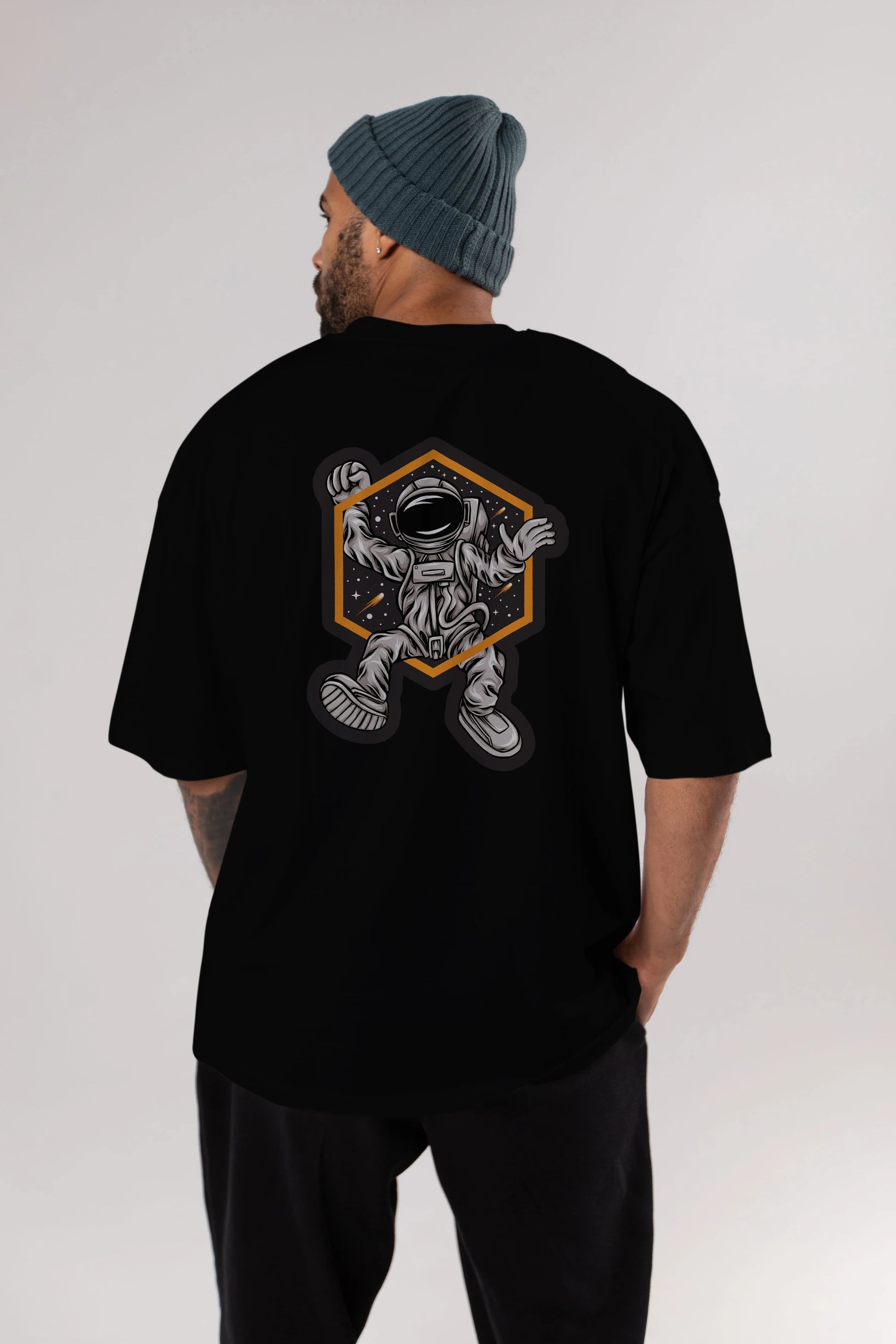 Astrofun Sticker Arka Baskılı Oversize t-shirt Erkek Kadın Unisex