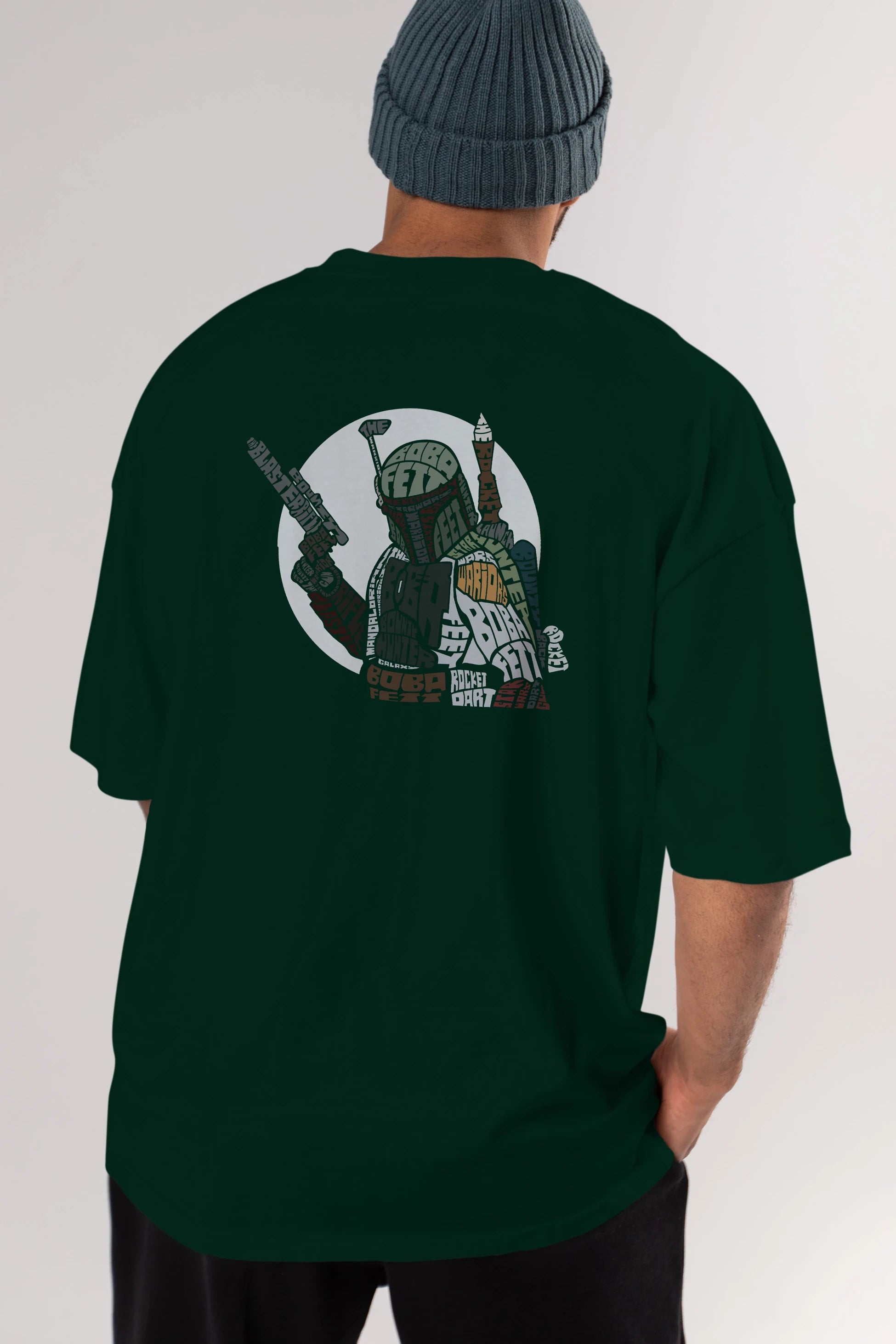 Boba Fett Arka Baskılı Oversize t-shirt %100 pamuk Erkek Kadın Unisex