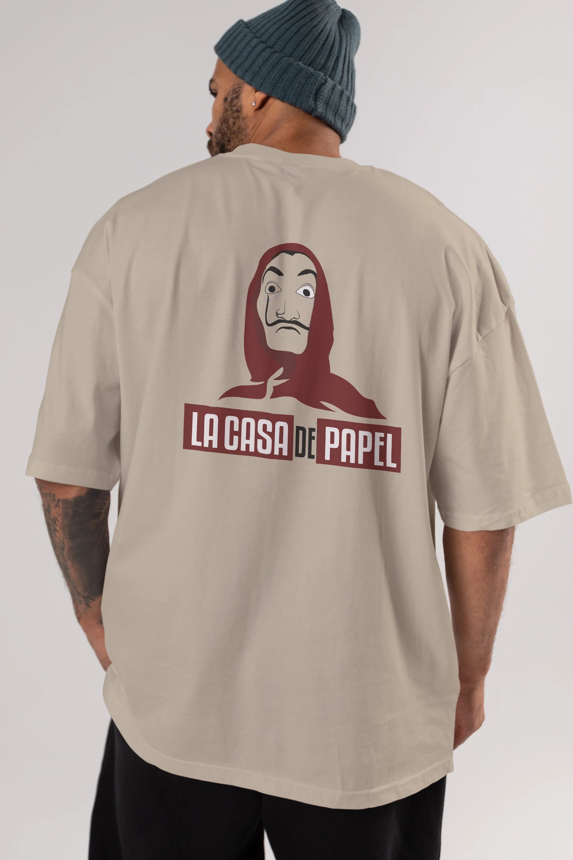 La Casa De Papel (1) Arka Baskılı Oversize t-shirt Erkek Kadın Unisex %100 Pamuk Bisiklet Yaka tişort