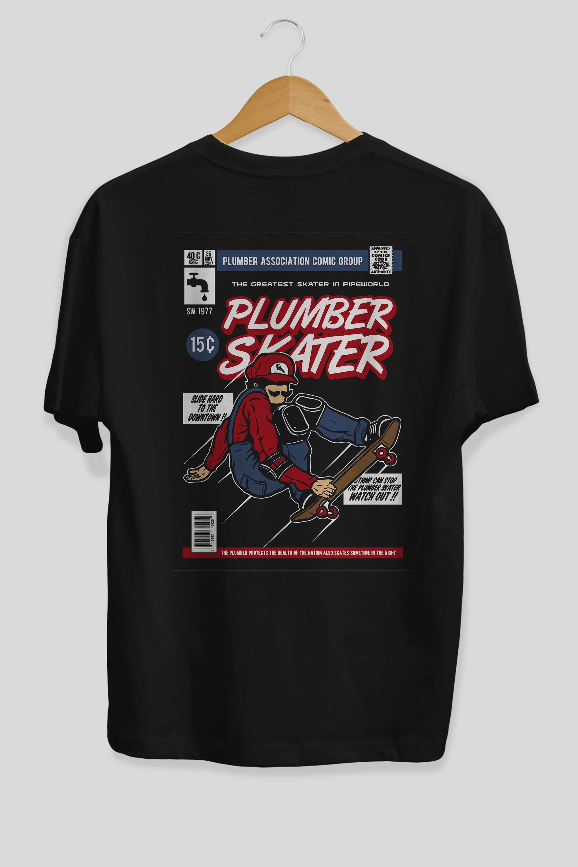 Plumber Skater Arka Baskılı Oversize t-shirt Erkek Kadın Unisex %100 Pamuk