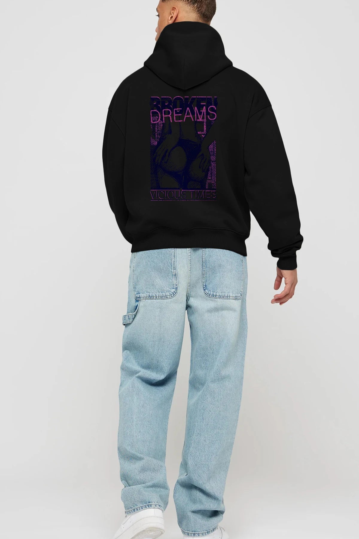 Broken Dreams Arka Baskılı Hoodie Oversize Kapüşonlu Sweatshirt Erkek Kadın Unisex