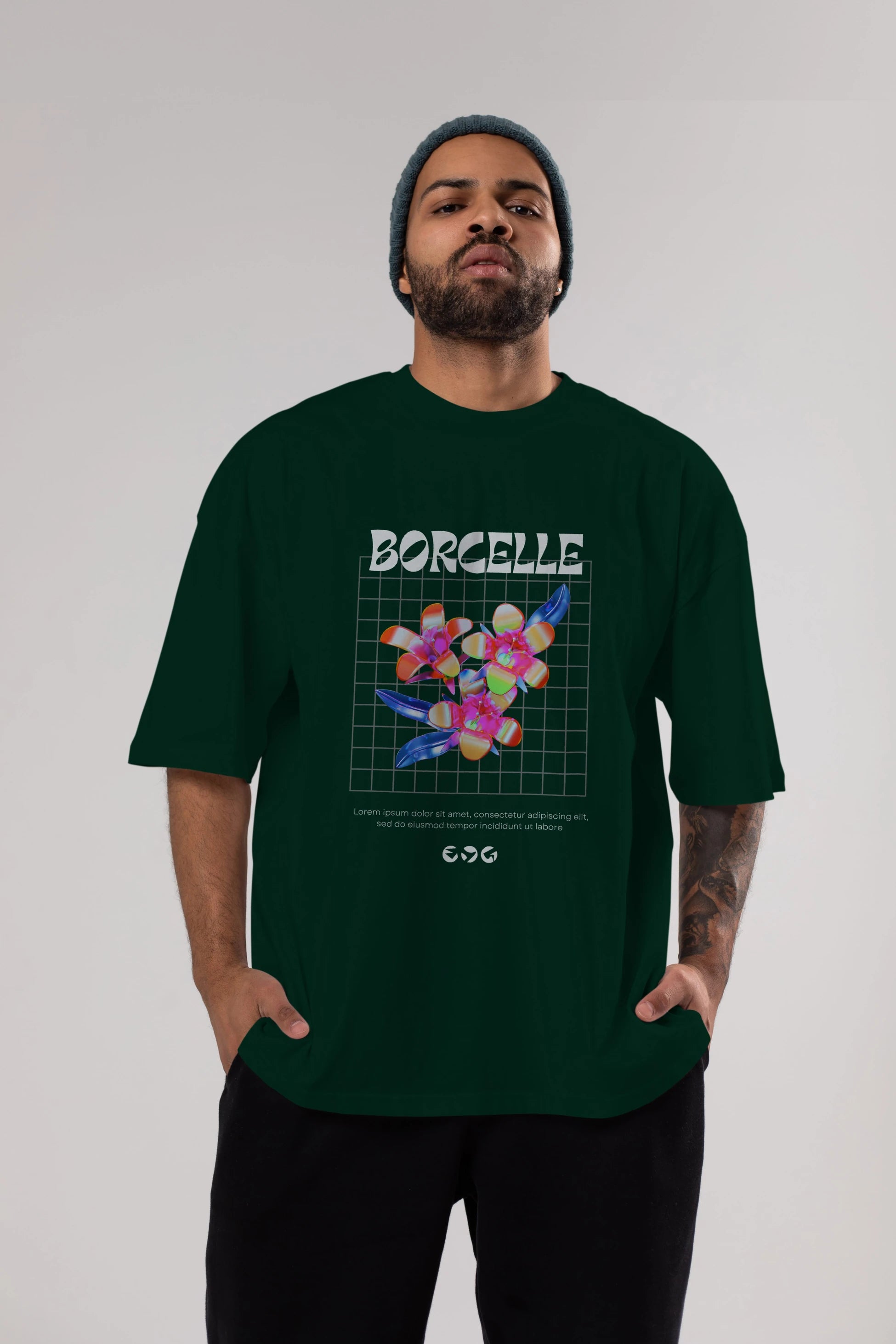 Borcelle Streetwear Ön Baskılı Oversize t-shirt Erkek Kadın Unisex