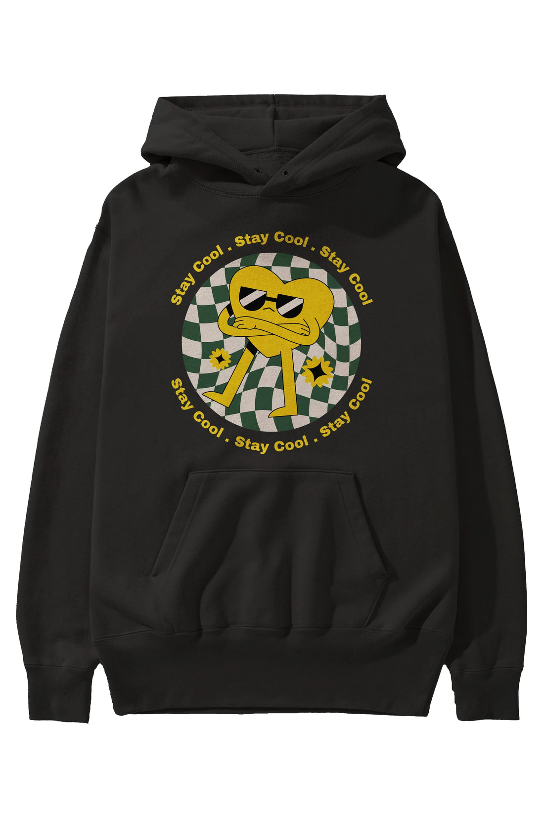 Stay Cool Yazılı Ön Baskılı Oversize Hoodie Kapüşonlu Sweatshirt Erkek Kadın Unisex