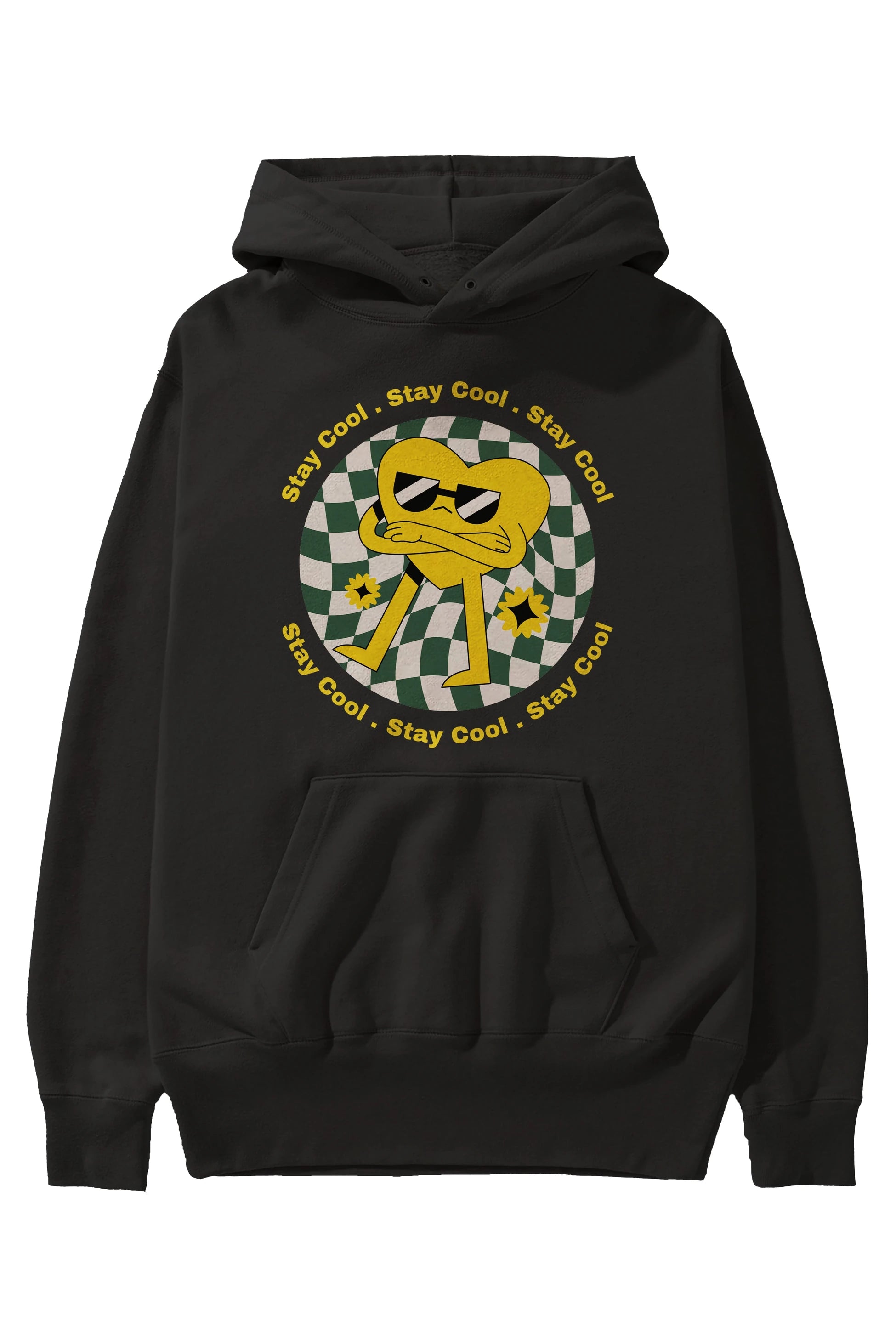 Stay Cool Yazılı Ön Baskılı Oversize Hoodie Kapüşonlu Sweatshirt Erkek Kadın Unisex
