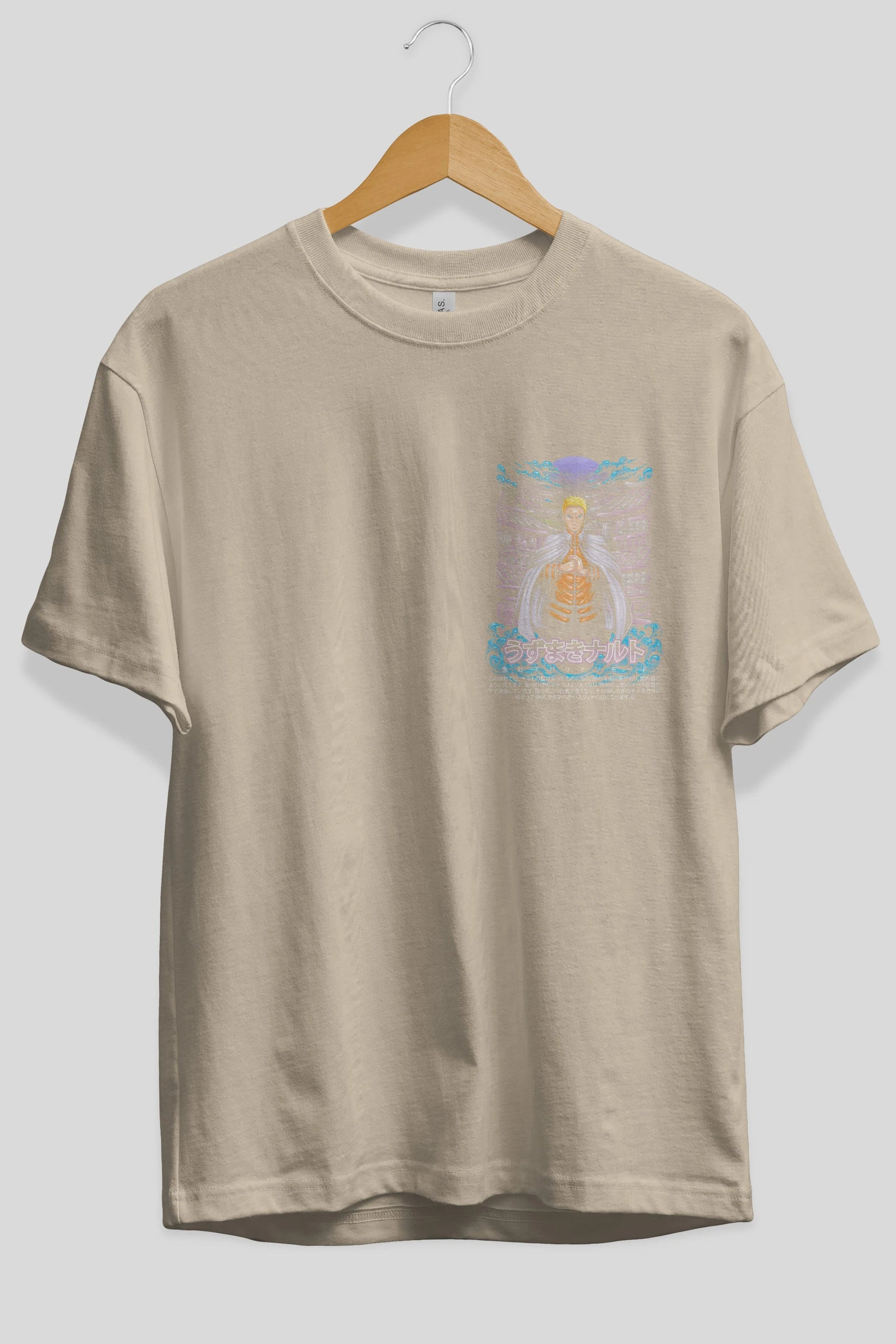 NARUTO (8) Ön Sol Baskılı Oversize t-shirt Erkek Kadın Unisex %100 Pamuk Bisiklet Yaka tişort