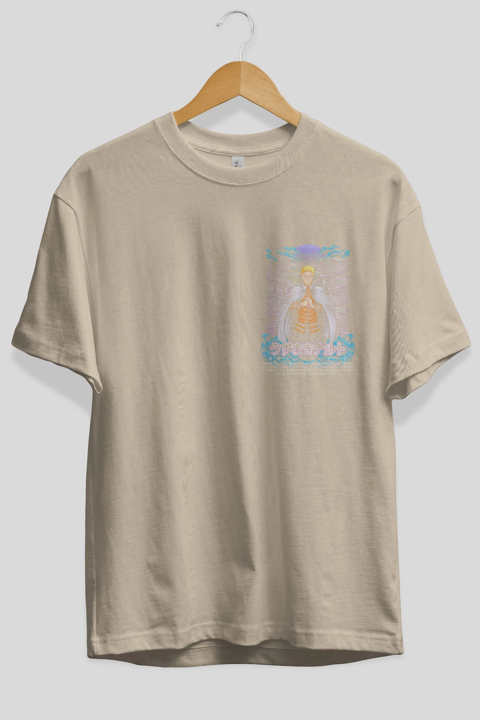 NARUTO (8) Ön Sol Baskılı Oversize t-shirt Erkek Kadın Unisex %100 Pamuk Bisiklet Yaka tişort