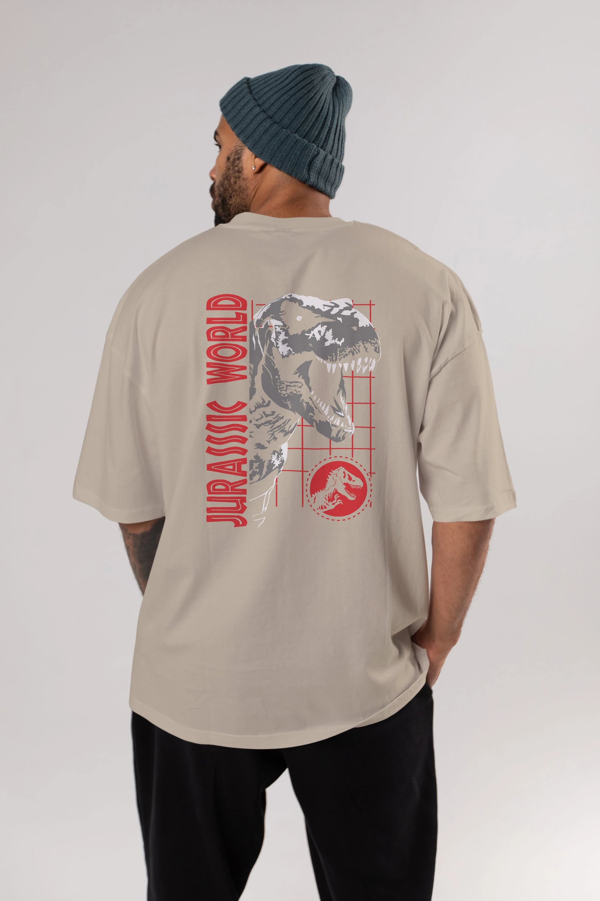 Jurassic Park (2) Arka Baskılı Oversize t-shirt Erkek Kadın Unisex %100 Pamuk Bisiklet Yaka tişort