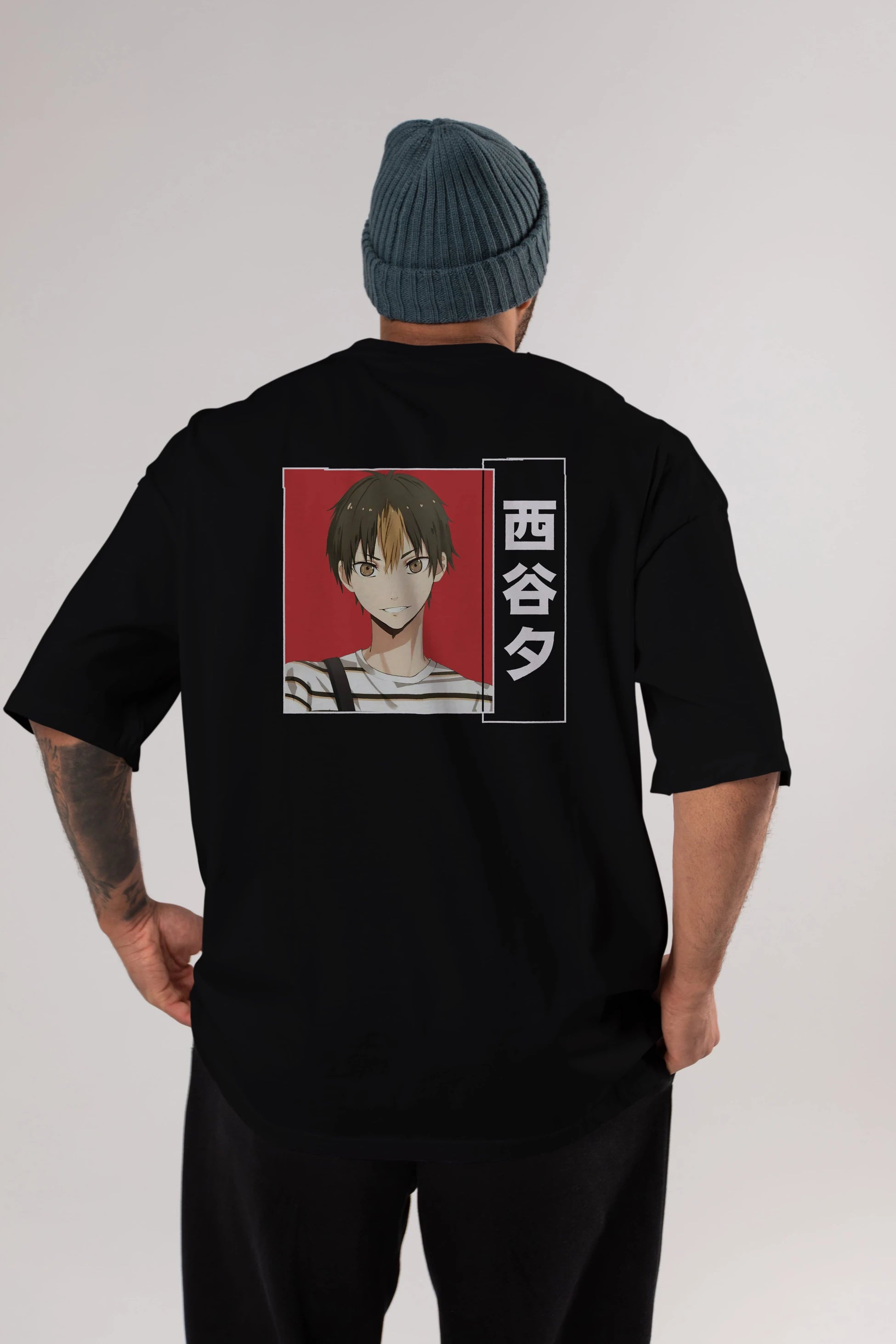 Yuu Nishinoya 1 Anime Arka Baskılı Oversize t-shirt Erkek Kadın Unisex