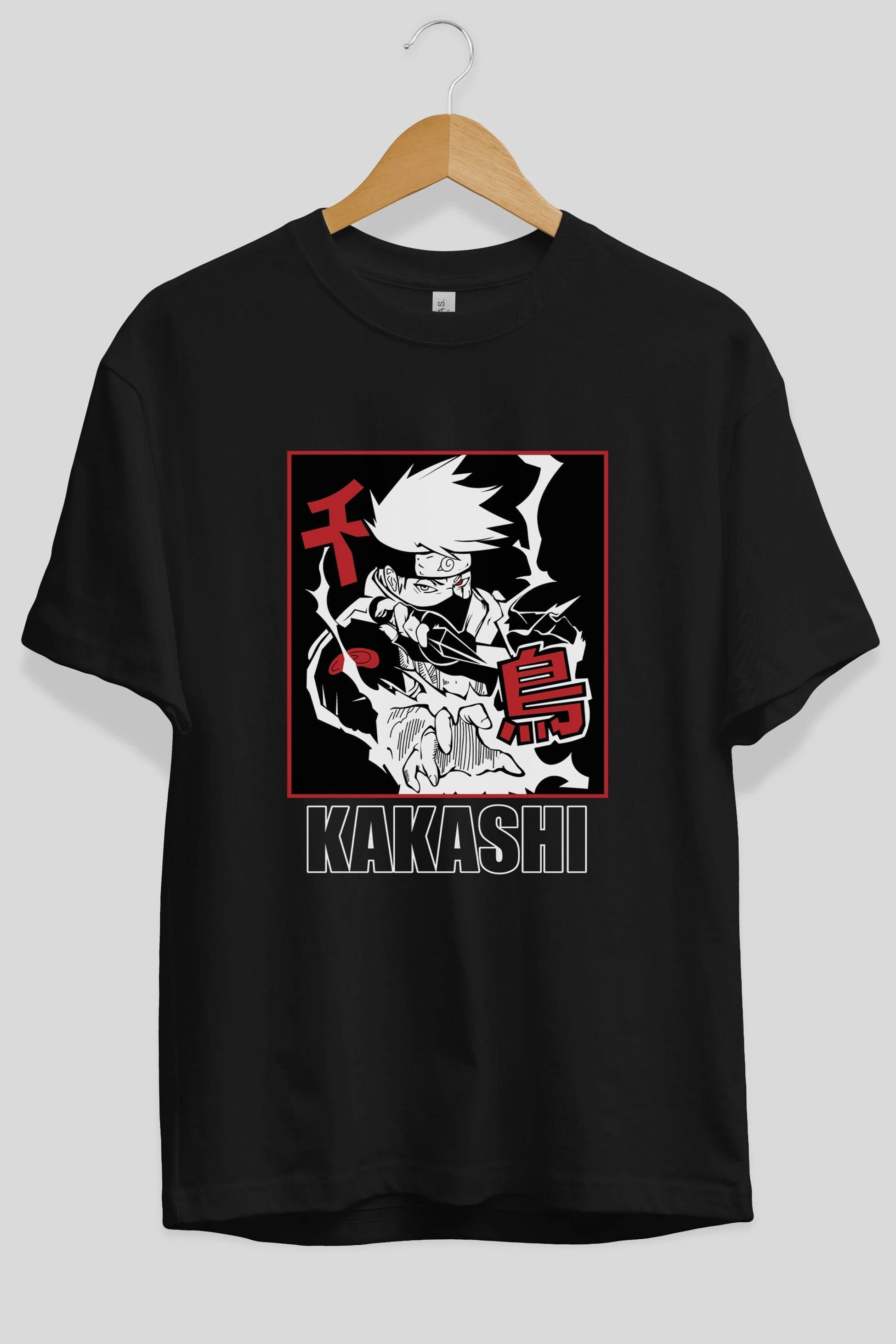 KAKASHI HATAKE NARUTO Anime Ön Baskılı Oversize t-shirt %100 pamuk Erkek Kadın Unisex