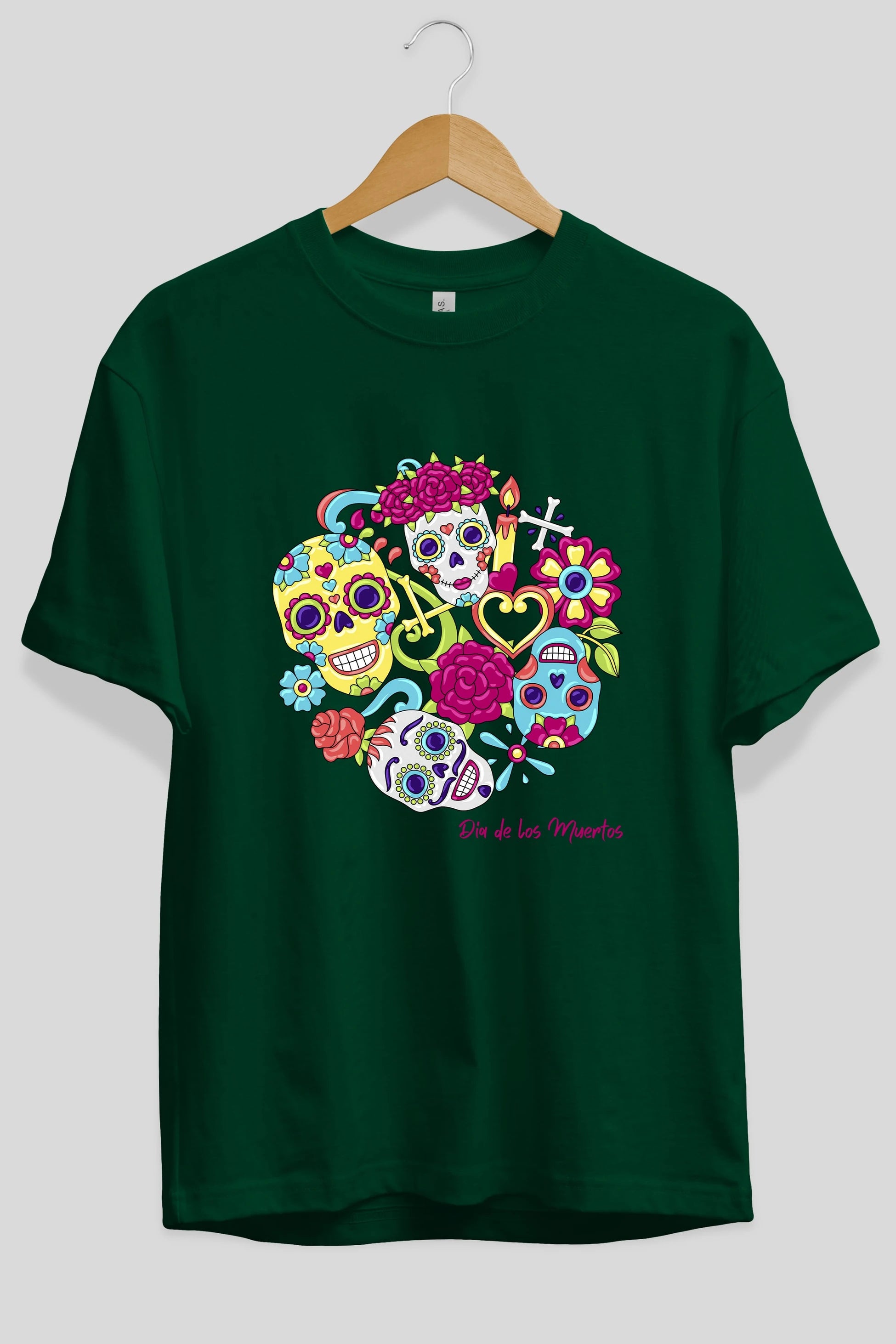 Dia de los Muertos Ön Baskılı Oversize t-shirt Erkek Kadın Unisex