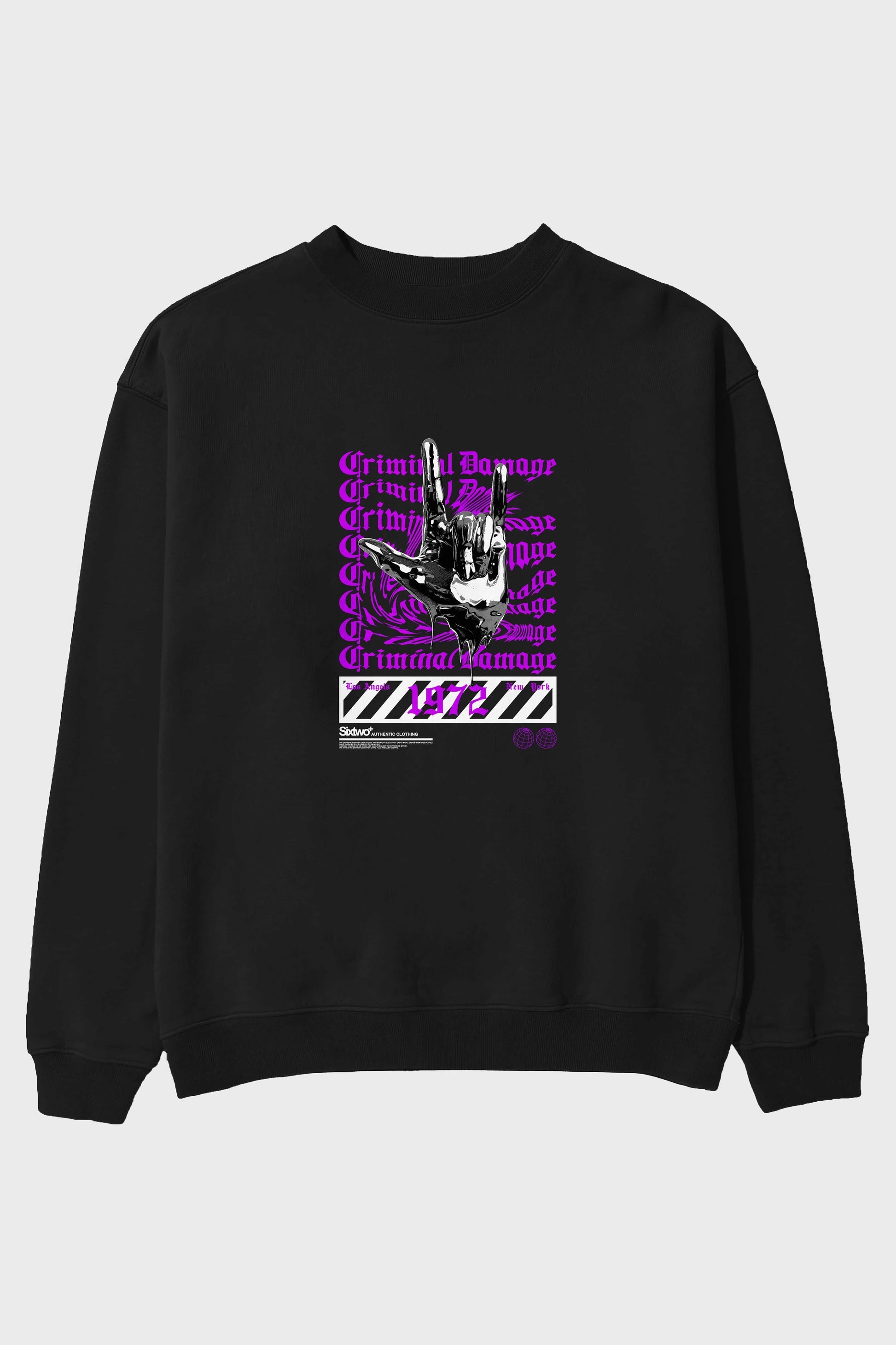 Criminal Damage 2 Ön Baskılı Oversize Sweatshirt Erkek Kadın Unisex