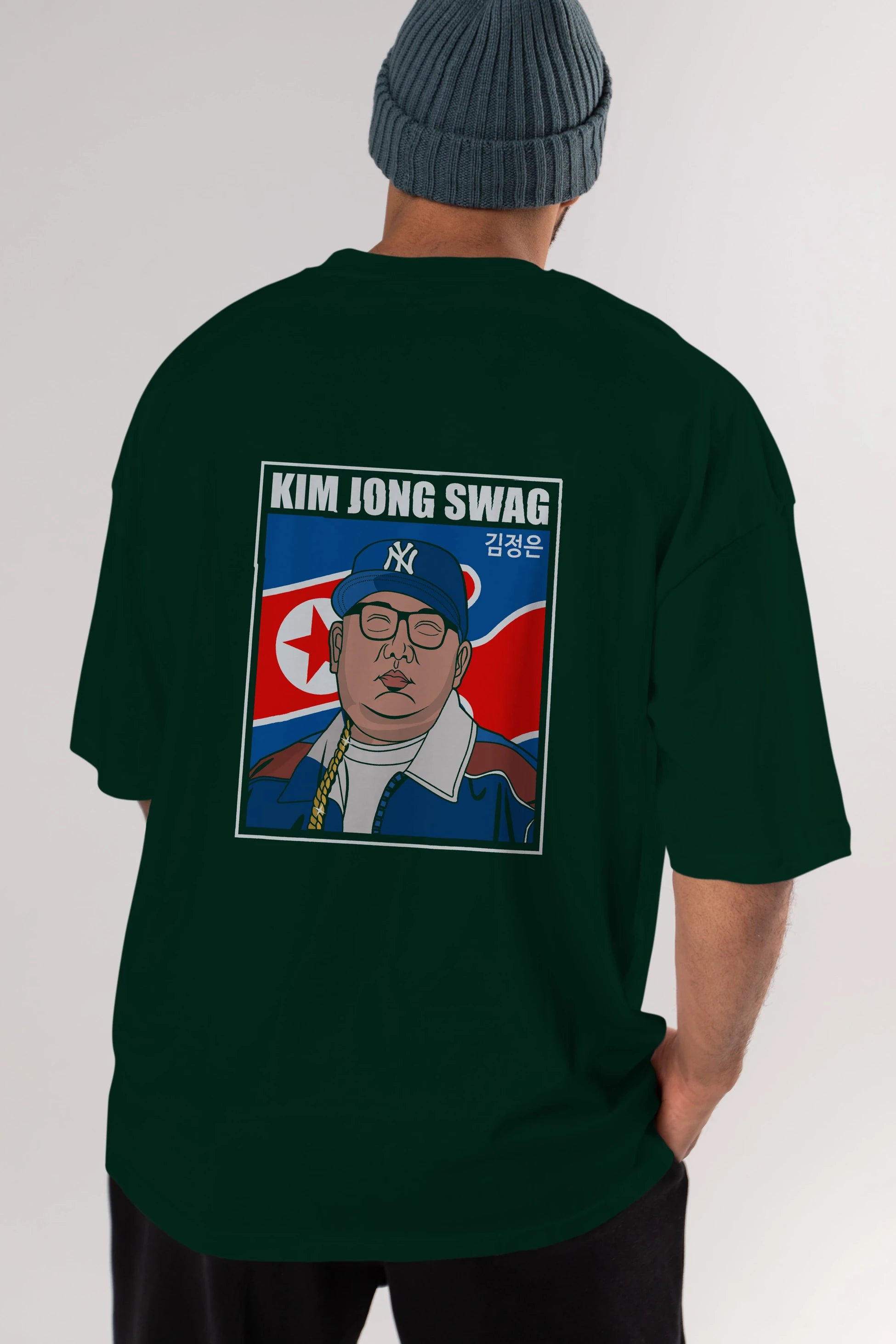 King Jong Swag Arka Baskılı Oversize t-shirt Erkek Kadın Unisex %100 Pamuk tişort