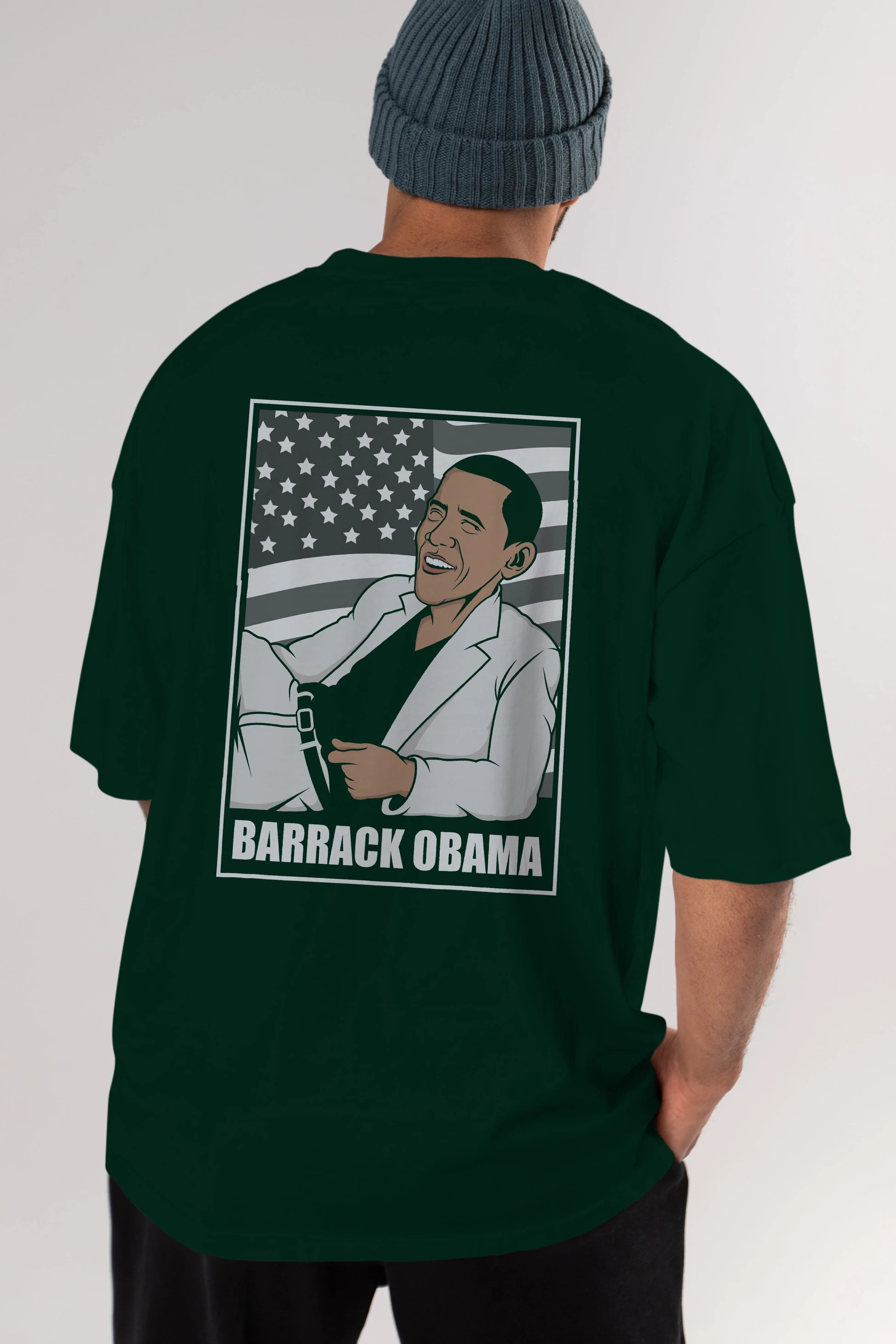 Obama Thriller Arka Baskılı Oversize t-shirt Erkek Kadın Unisex %100 Pamuk tişort