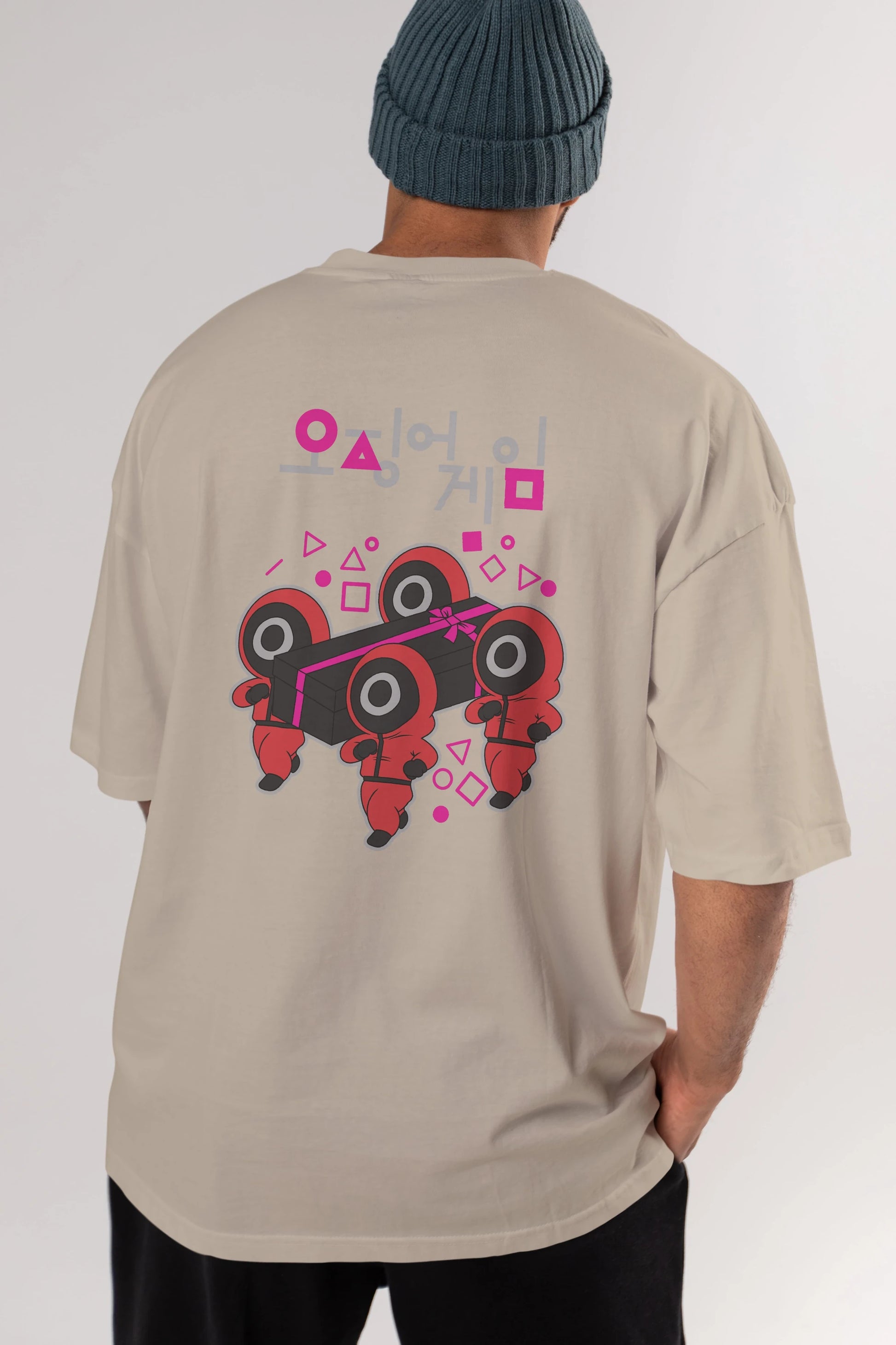 Squid Game (6) Arka Baskılı Oversize t-shirt Erkek Kadın Unisex %100 Pamuk Bisiklet Yaka tişort